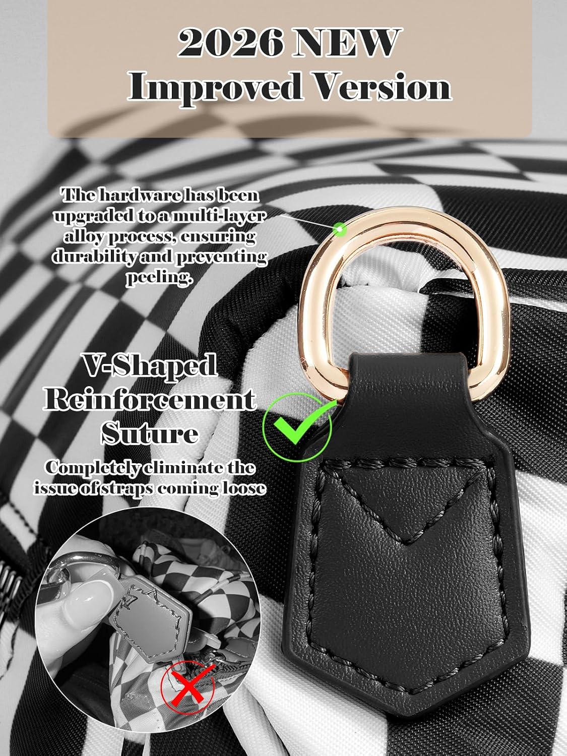 Black and White Checkered Crossbody Bag Bum Bag for Women,Spacious Checkered Purse Fanny Packs Belt Bag thumbnail