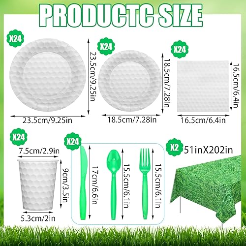 Miniatura 2 de Zubebe Juego de 170 piezas de decoración de fiesta de golf con agujero en un primer cumpleaños, platos de golf y servilletas, suministros de fiesta,