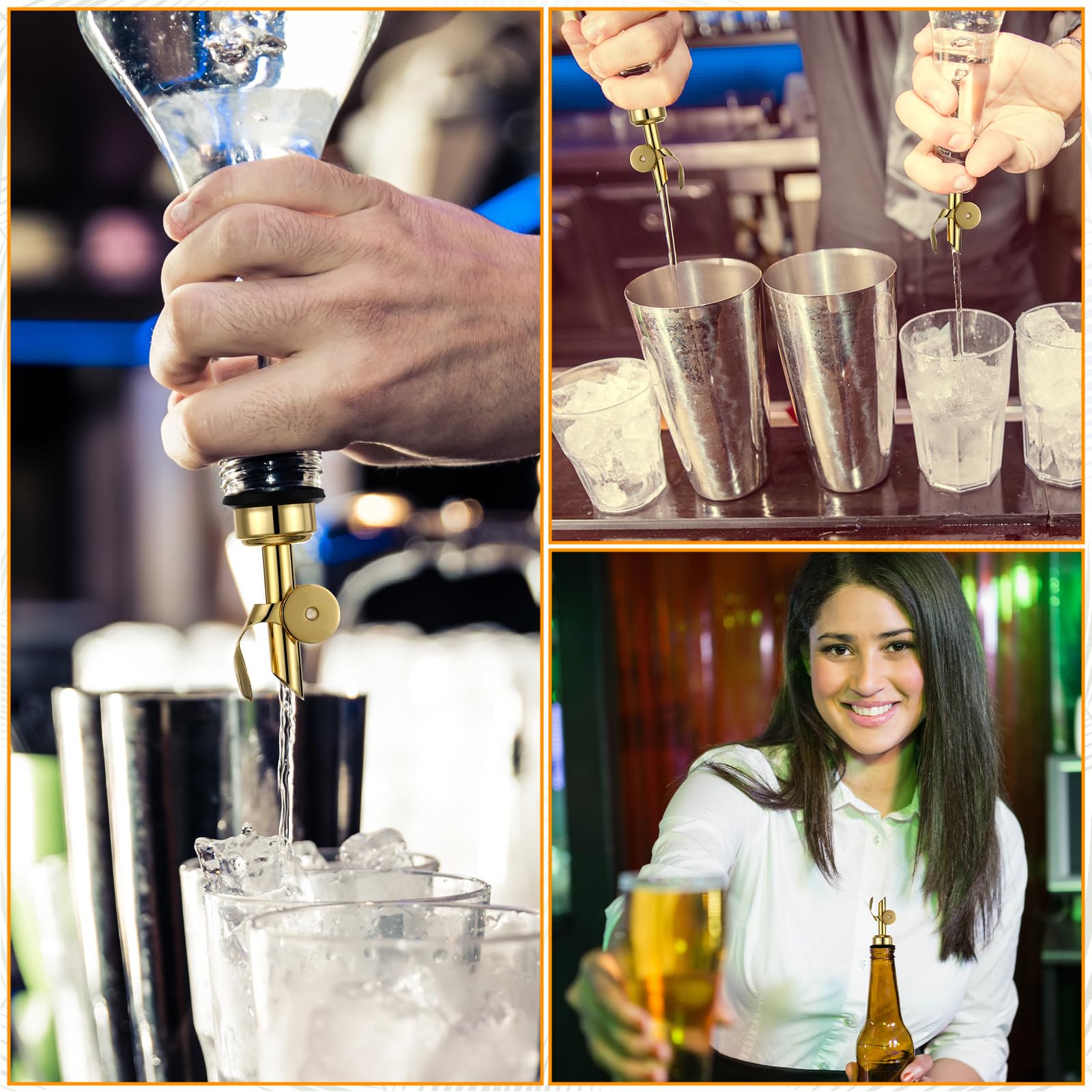 Blulu 24 beccucci dosatori ponderati in acciaio inox, erogatori automatici per olio d'oliva, beccuccio a chiusura automatica, per vino, aceto, alcool, sciroppo, liquido, caffè, casa, bar, accessori