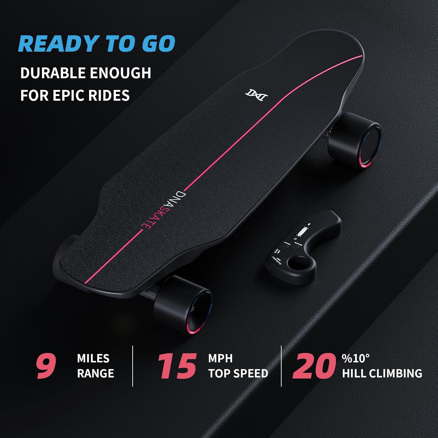 M8 Electric Skateboard with Remote, 15Mph Top Speed,9Miles Range,400 Hub-Motor, Skateboard for Adults ＆Teens