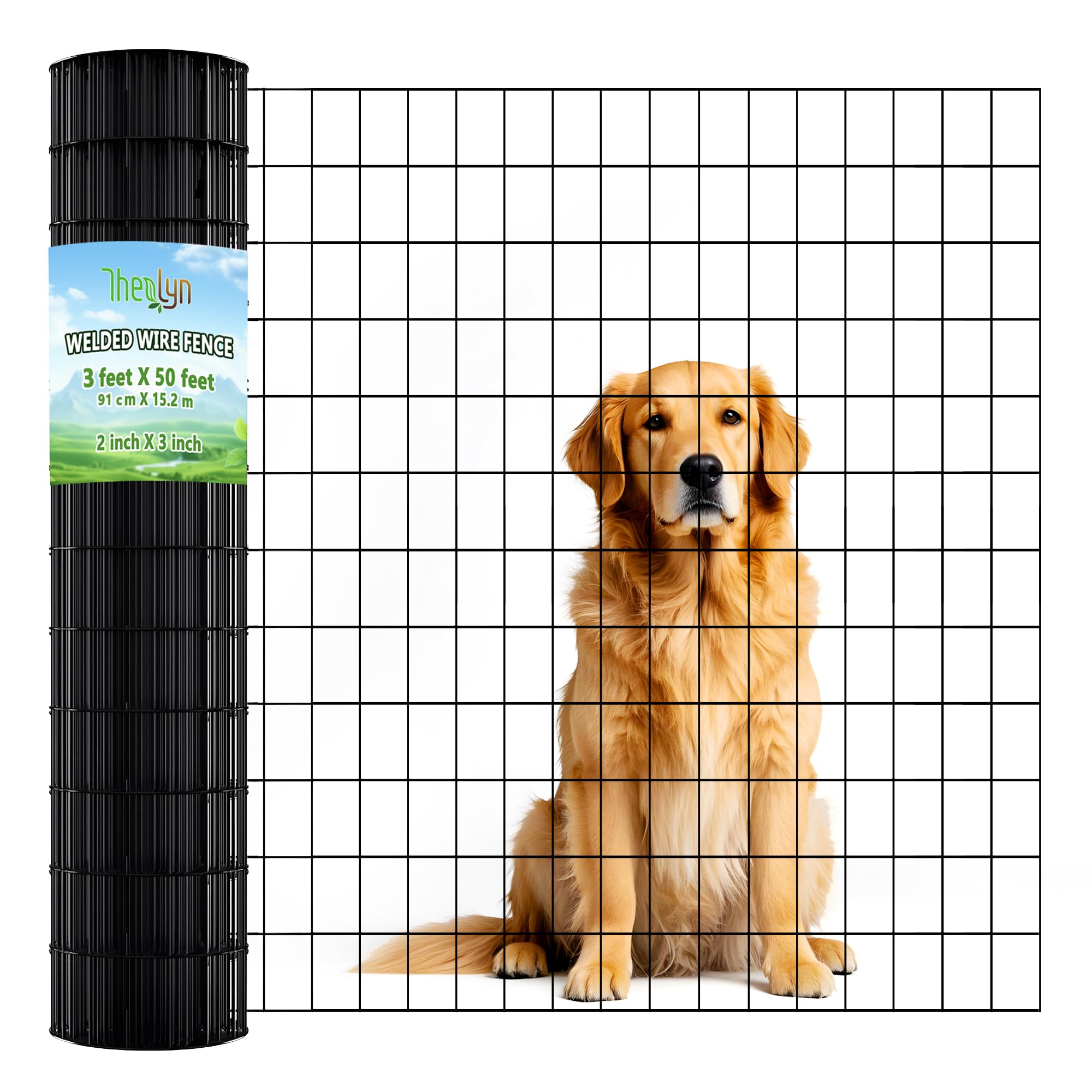 Thealyn Welded Wire Fence 3ft x 50ft Mesh Size 2x3 Inch Wire Mesh Roll Chicken Wire Poultry Netting for Garden Fencing, Animal Barrier, Border Fencing