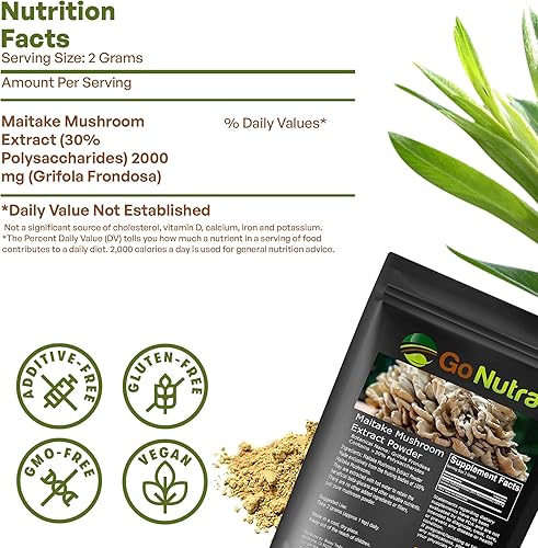 Miniatura 6 de Polvo de extracto de hongos Maitake de 8 onzas | Fuerza de extracto 10:1 | Suplemento de hongos al 30% de polisacáridos | Maitake Powder King of