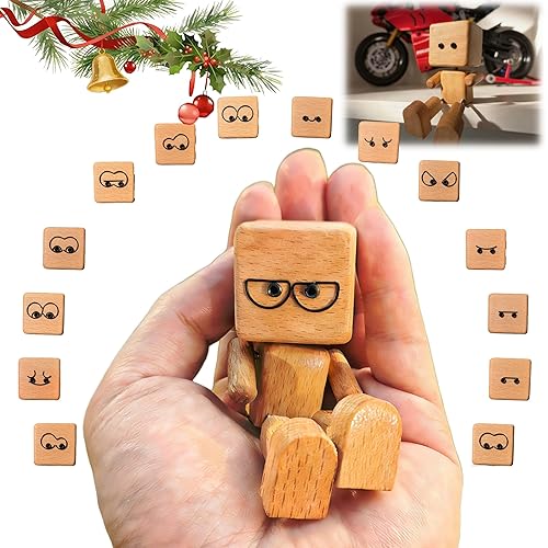 Shaking Wooden Man Figurine for Car Dashboard,Handmade Shaking Feet Wooden