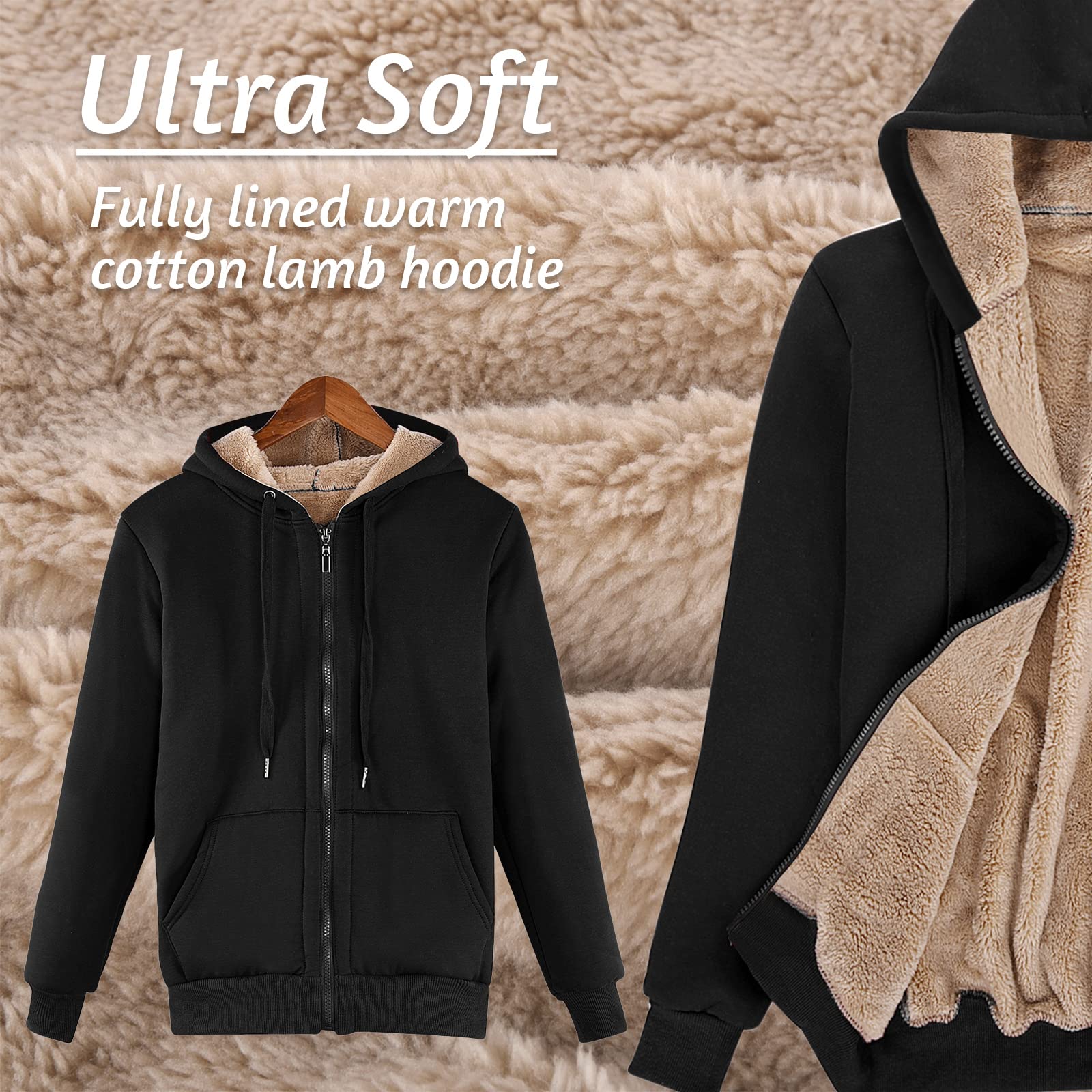 Voqeen Felpe Donna con Cappuccio Caldo Felpa in Peluche Cerniera Coulisse con Tasca Cappuccio Cordoncino Manica Lunga Sweatshirt Hoodies Cappotto Giacca Autunno Inverno