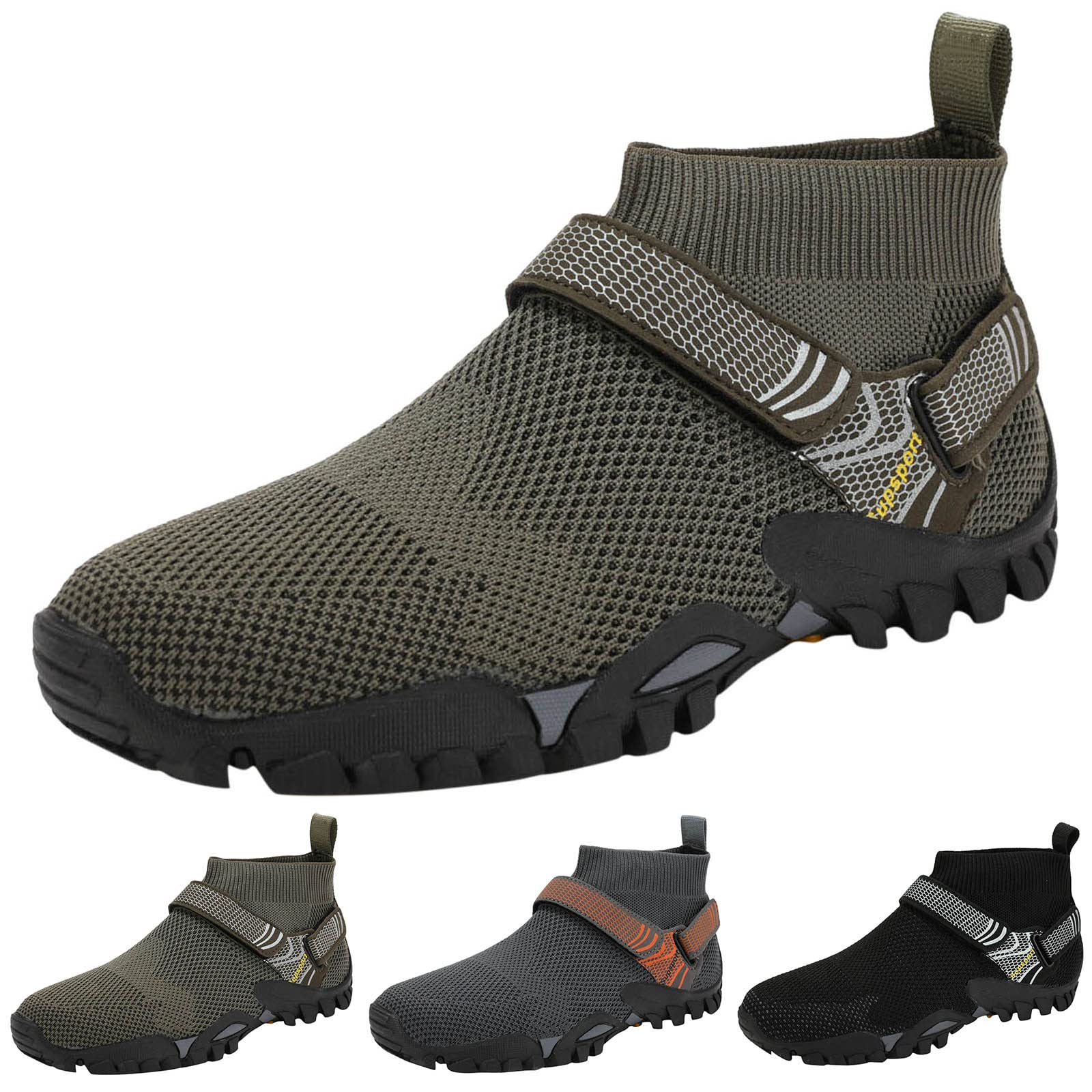 Generisch Slip in Zapatos Hombre Extra Ancho Senderismo Malla Transpirable
