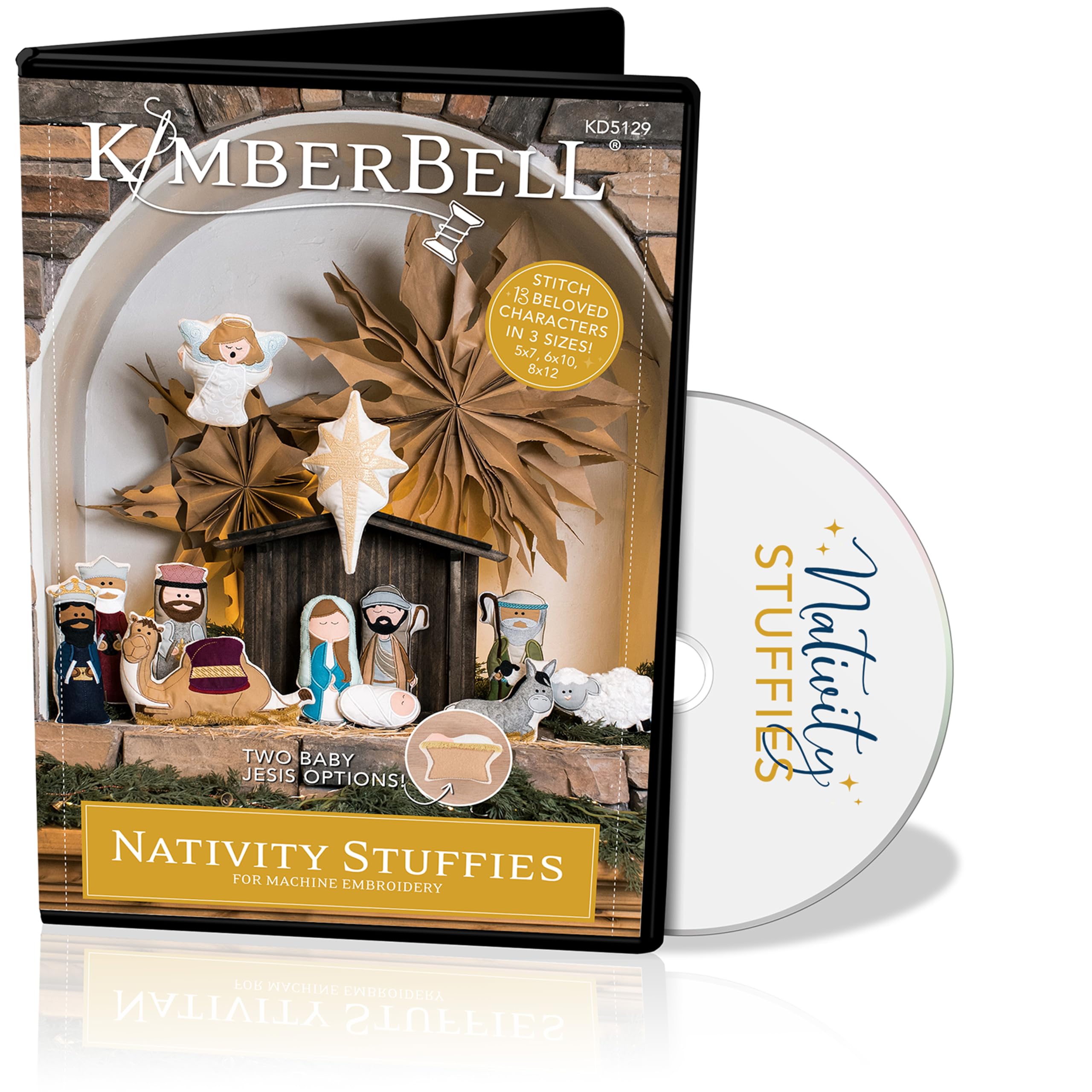 Kimberbell Nativity Stuffies Machine Embroidery CD – Includes 13 Christmas Designs in 3 Sizes for 5x7, 6x10, and 8x12 Hoops – Holiday Stuffed Ornaments, Gifts & Décor – Multiple File Formats