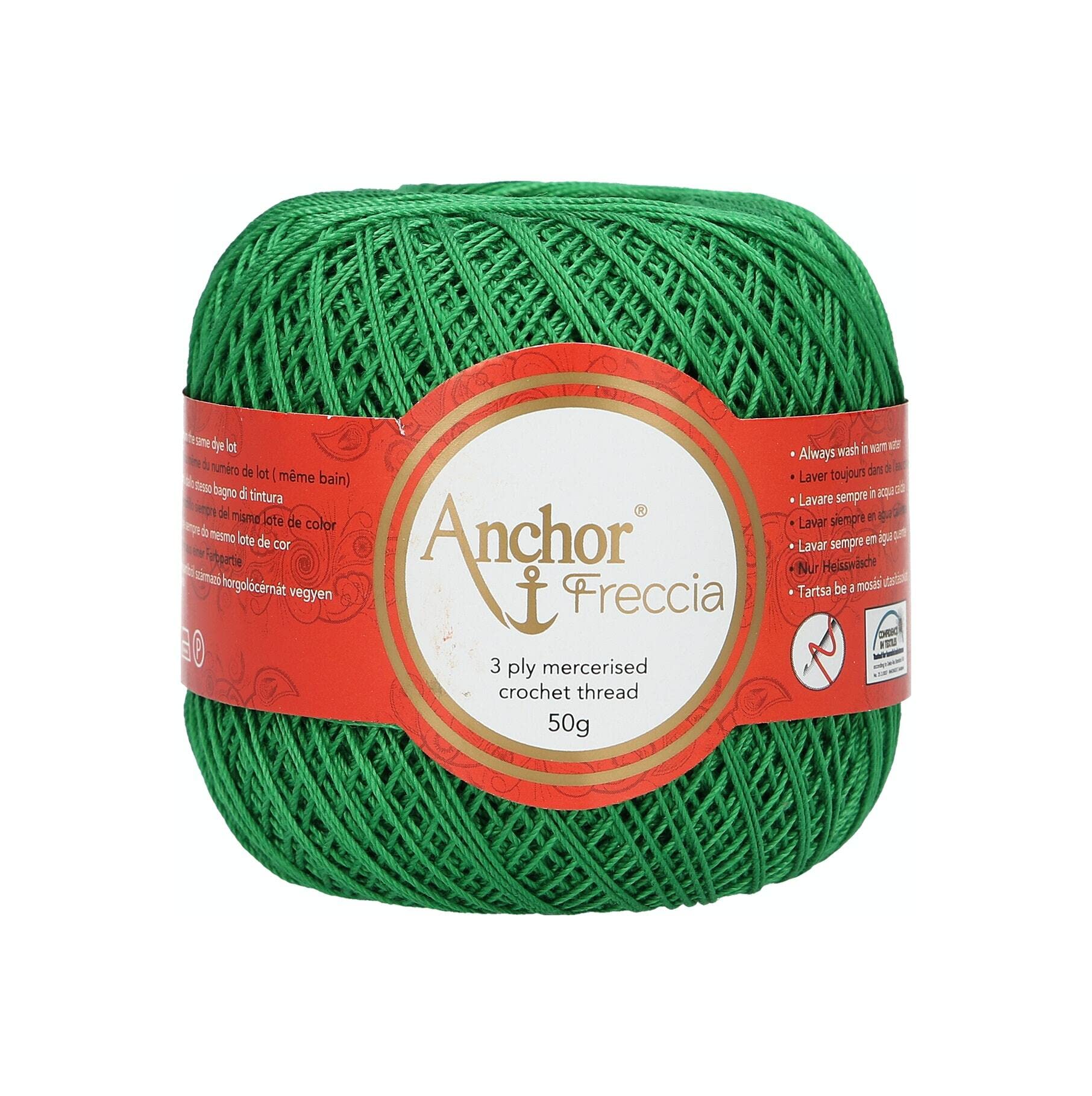 Anchor Freccia Crochet Yarn 12 4771012 00227 Green, 100% Cotton