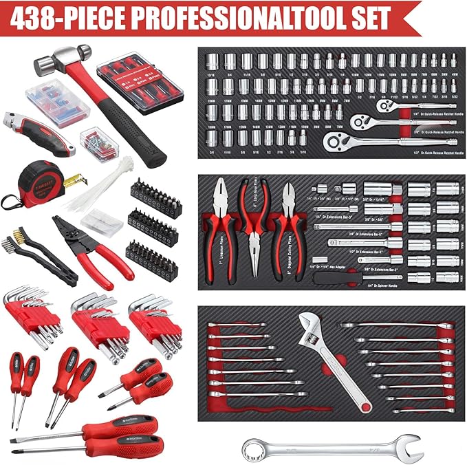 Kit de Herramientas Mecánicas ARUCMIN 438 Piezas con Caja de Metal 3 Cajones miniatura 2