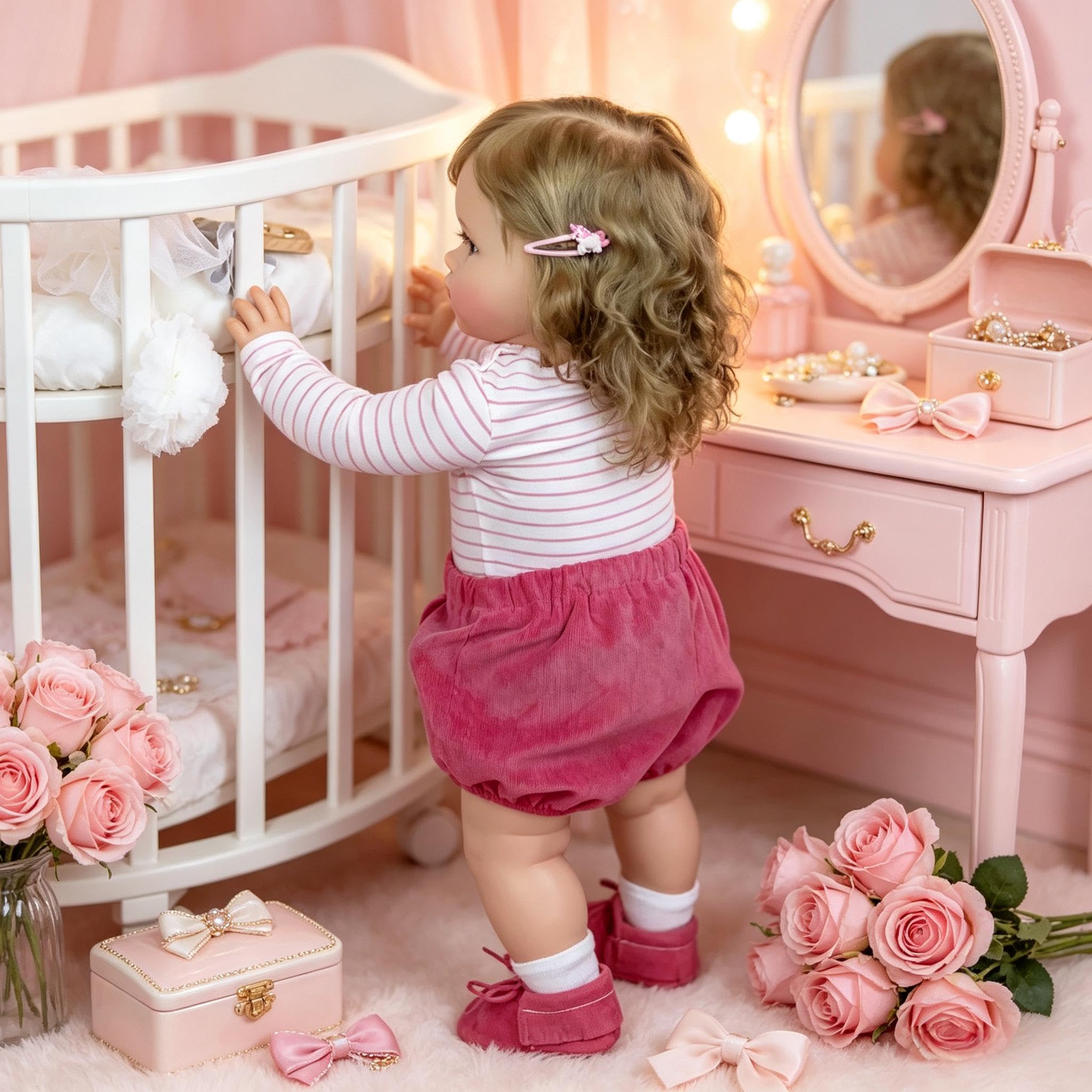 RXDOLL 61 cm realistyczne lalki Reborn dla maluchów, realistyczne lalki Reborn Baby Girl noworodek, miękka tkanina winylowa ciało prawdziwe życie Reborn niemowlęta maluch dziewczynki zabawki