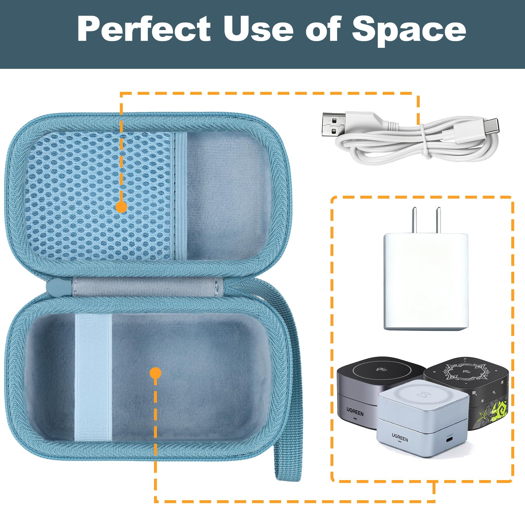 Aenllosi do UGREEN MagFlow 2 w 1 podróżny twardy futerał ochronny Qi2 25 W stacja ładująca z magnetyczną ładowarką bezprzewodową Magsafe, niebieski (tylko etui)