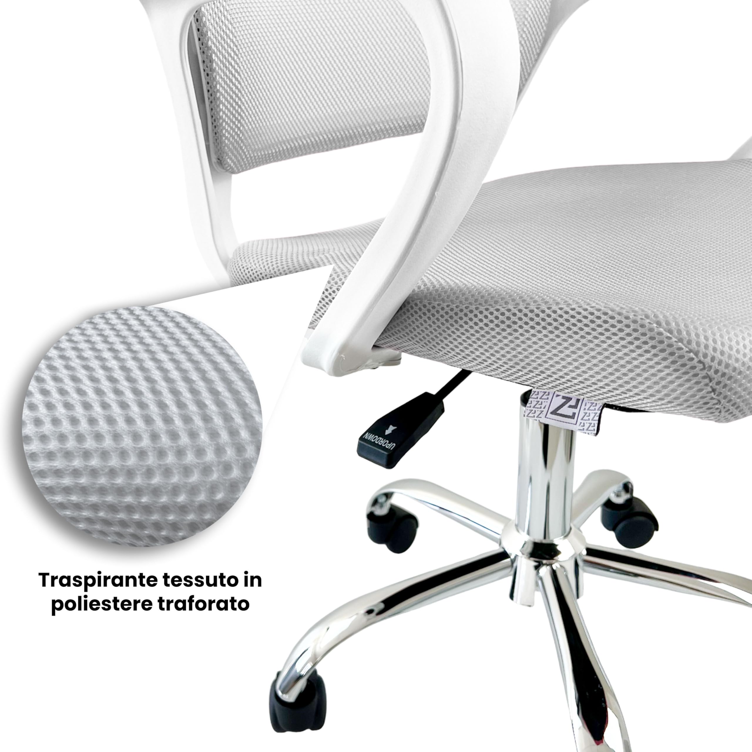 FZ SEDIA UFFICIO RUOTE (BIANCO/GRIGIO)