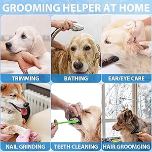 ATESON Pet Dog Grooming Hammock Harness for Medium Dogs Nail Trimming, Dog Sling for Cutting Nails, Dog Hanging Holder Hanger with Nail Clippers, Nail File, Scissors
