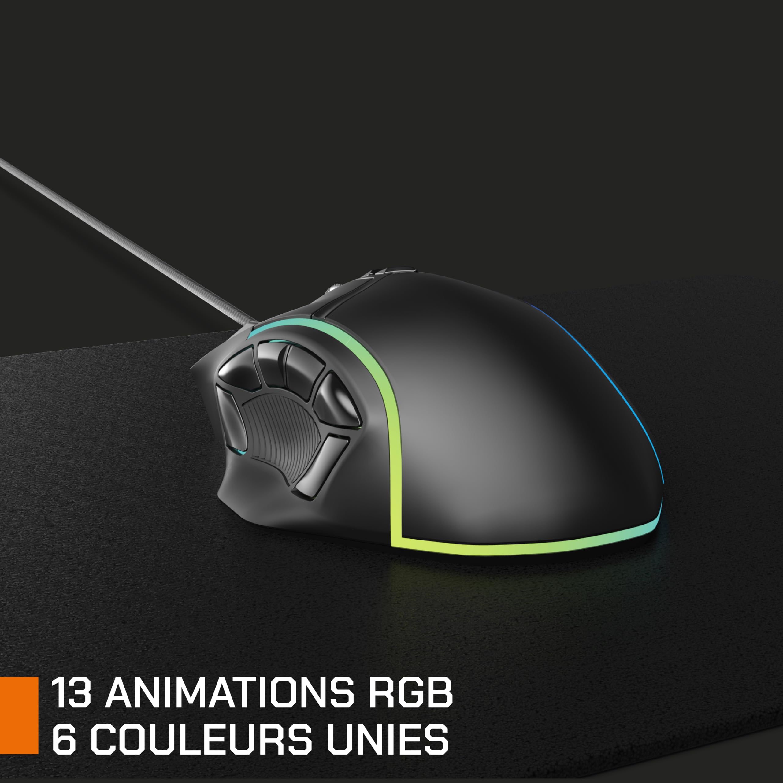 NOVA GAMING – Virgo – Mouse Gaming Cablato RGB Programmabile – Peso Regolabile, Software di Personalizzazione, DPI regolabile, 13 animazioni LED