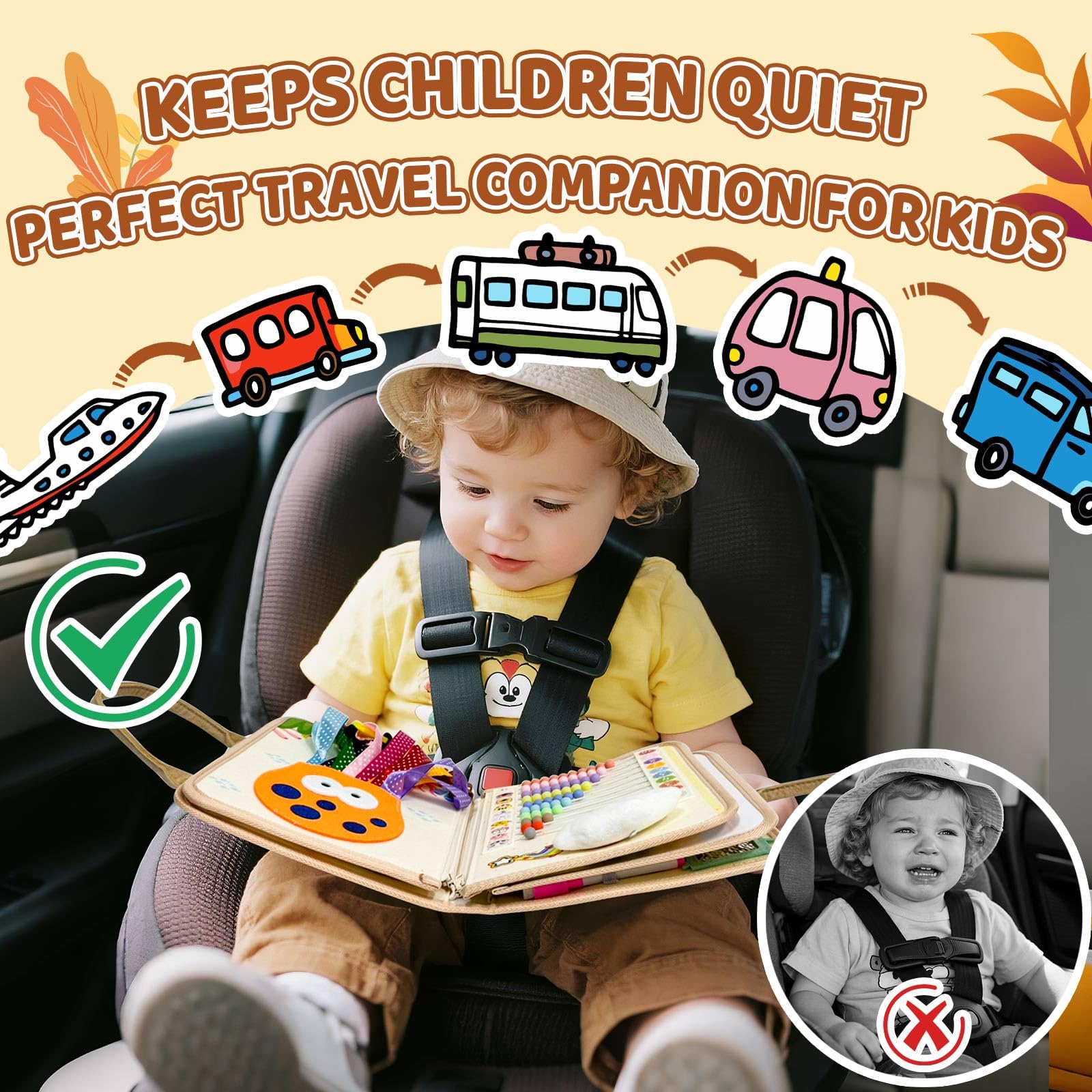 Sumtoco Busy Board, Montessori 2 Anni, Giochi Bambini 2 Anni, Libro Interattivo, Giochi da Viaggio Bambini, Montessori 1 Anno, Libro Sensoriale 1 Anno, Regalo Bimba Bimbo