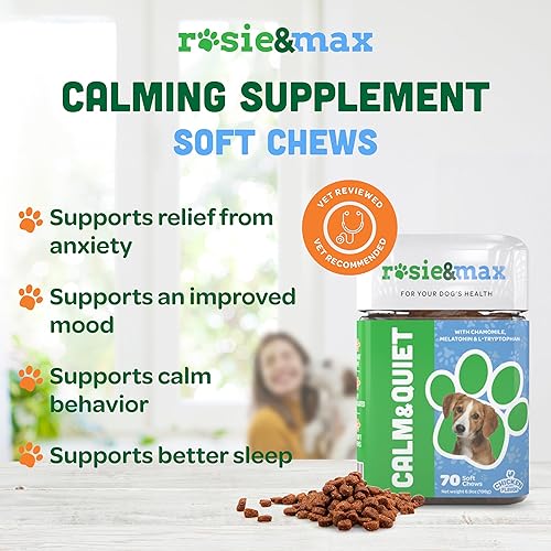 Miniatura 2 de ROSIE & MAX Suplemento calmante y silencioso para mascotas, masticables para perros, relajante y apoyo para la ansiedad para razas pequeñas,