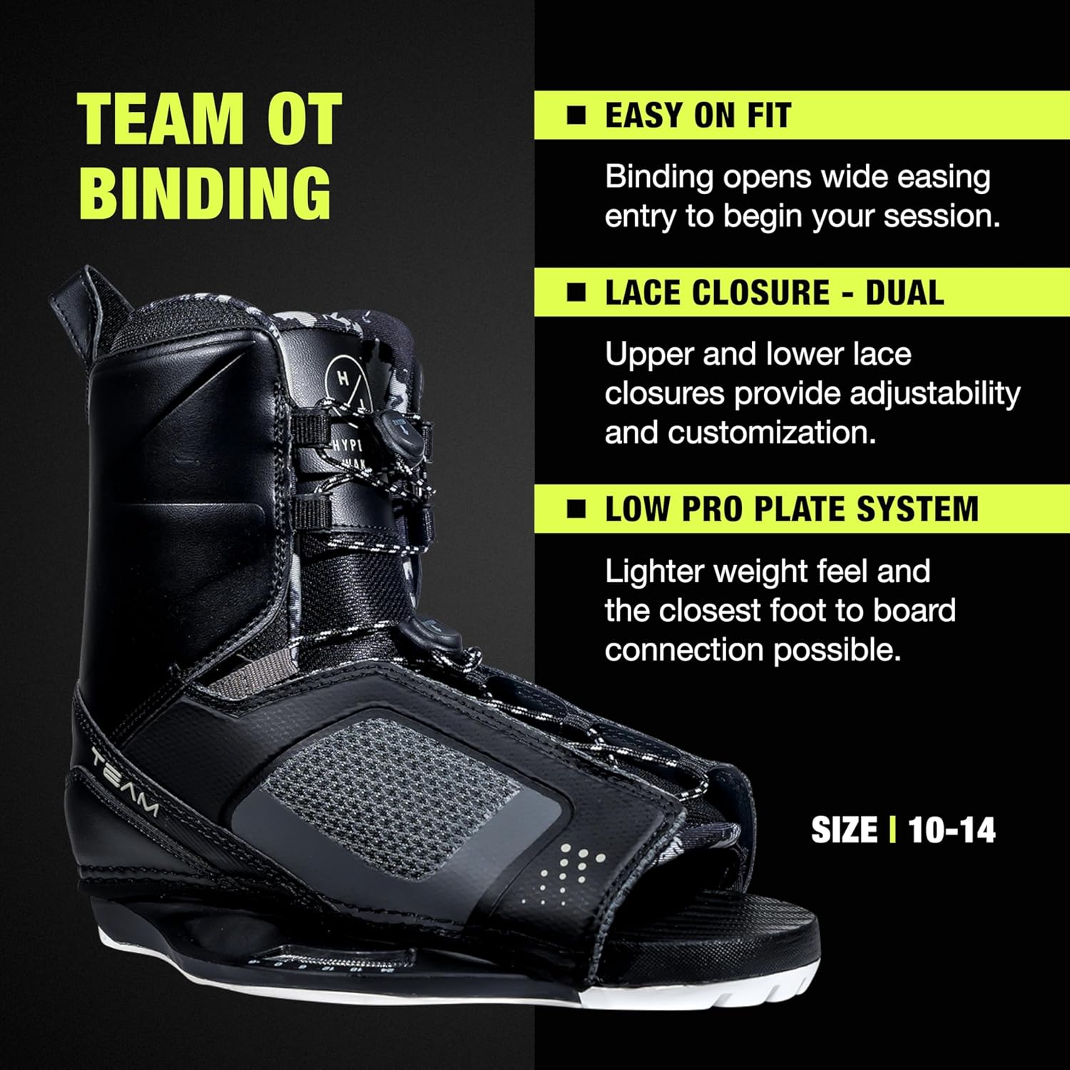 Hyperlite Murray Wakeboard with Open-Toe Adjustable Team Bindings - 150 cm Wake Board Package for Intermediate to Advanced Riders - Boot Size 10-14
