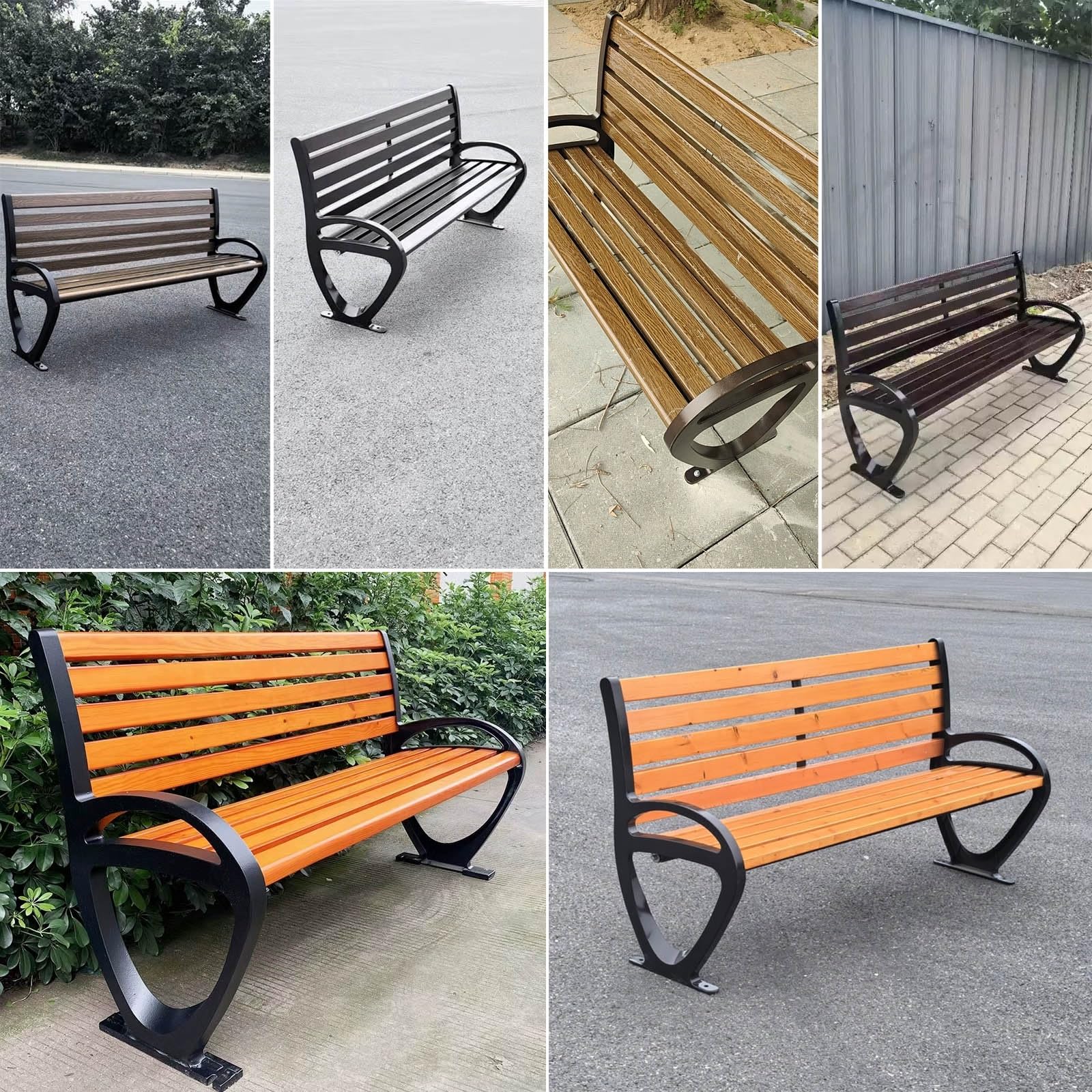 Banco Jardin Exterior de Hierro Fundido con Respaldo y Reposabrazos, for Parques, Terrazas, Patios y Balcones