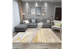 Minimalistic Gray-Gold Area Rug: Enhance Your Space with Classy Elegance