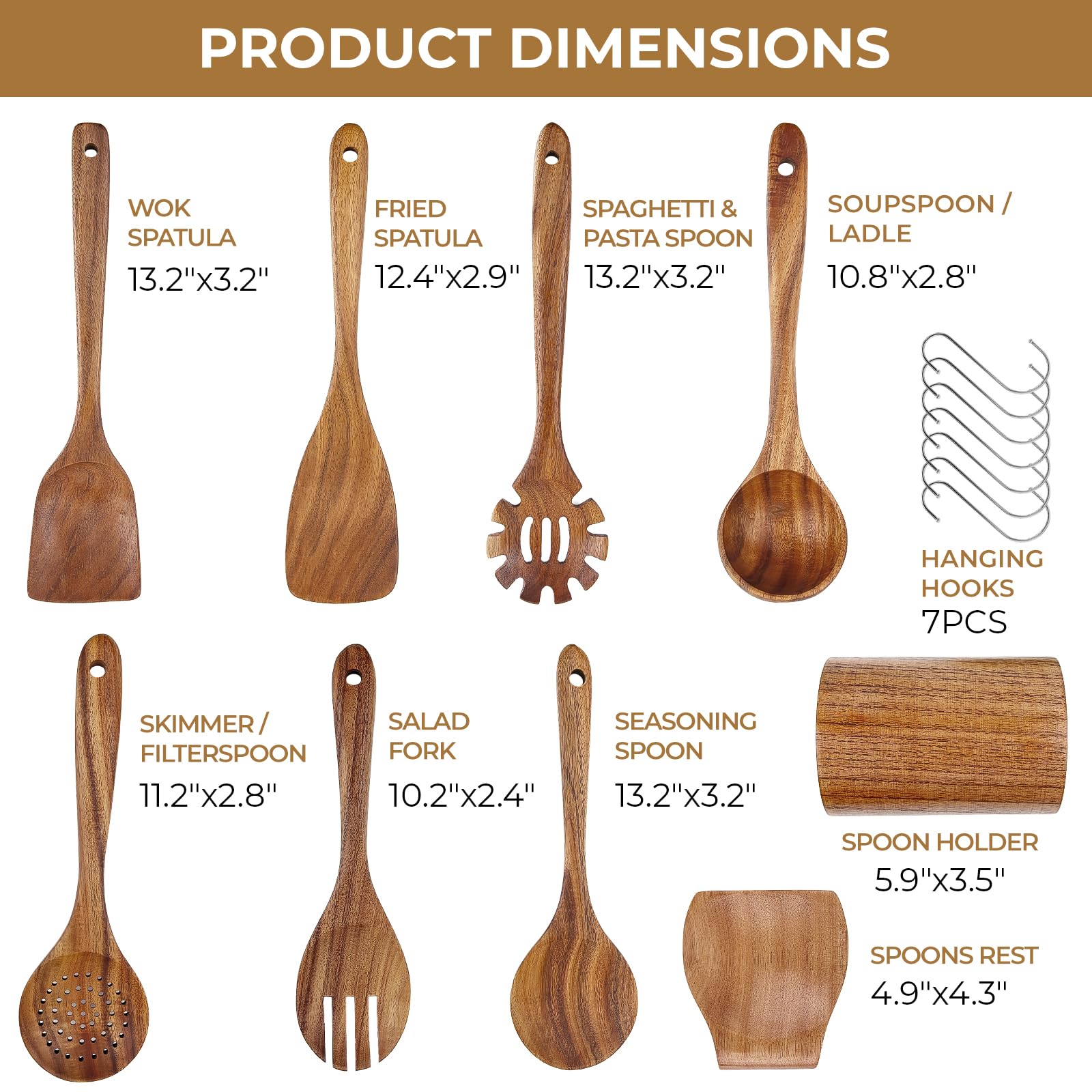 Cuillère à Soupe Et Fourchette En Bois, 5 Pièces, Produits écologiques, Vaisselle, Louche Ellipse Naturelle, Ensemble Pour La Cuisine