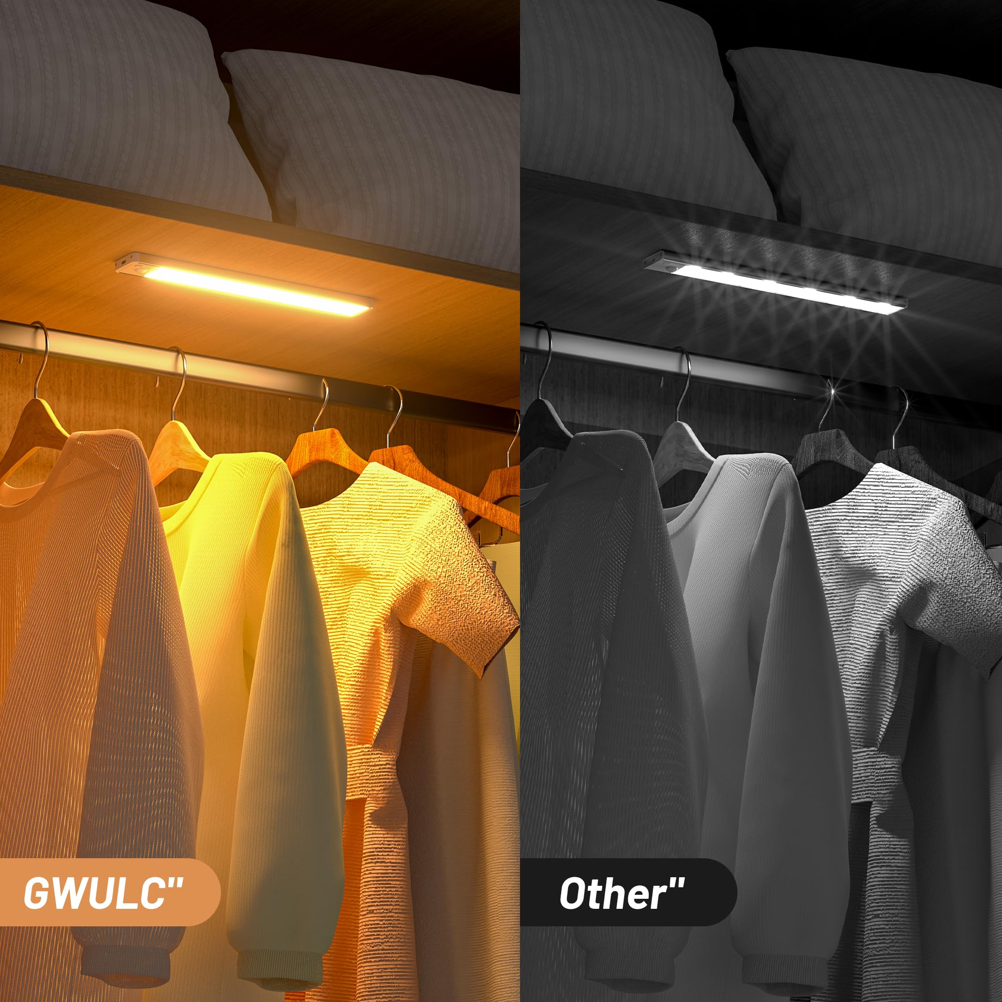 GWULC Under Cabinet Kitchen Lights LED - 20CM Cupboard Light con Motion Sensor USB-C Rechargeable Wireless LED Warm Light - Image 4