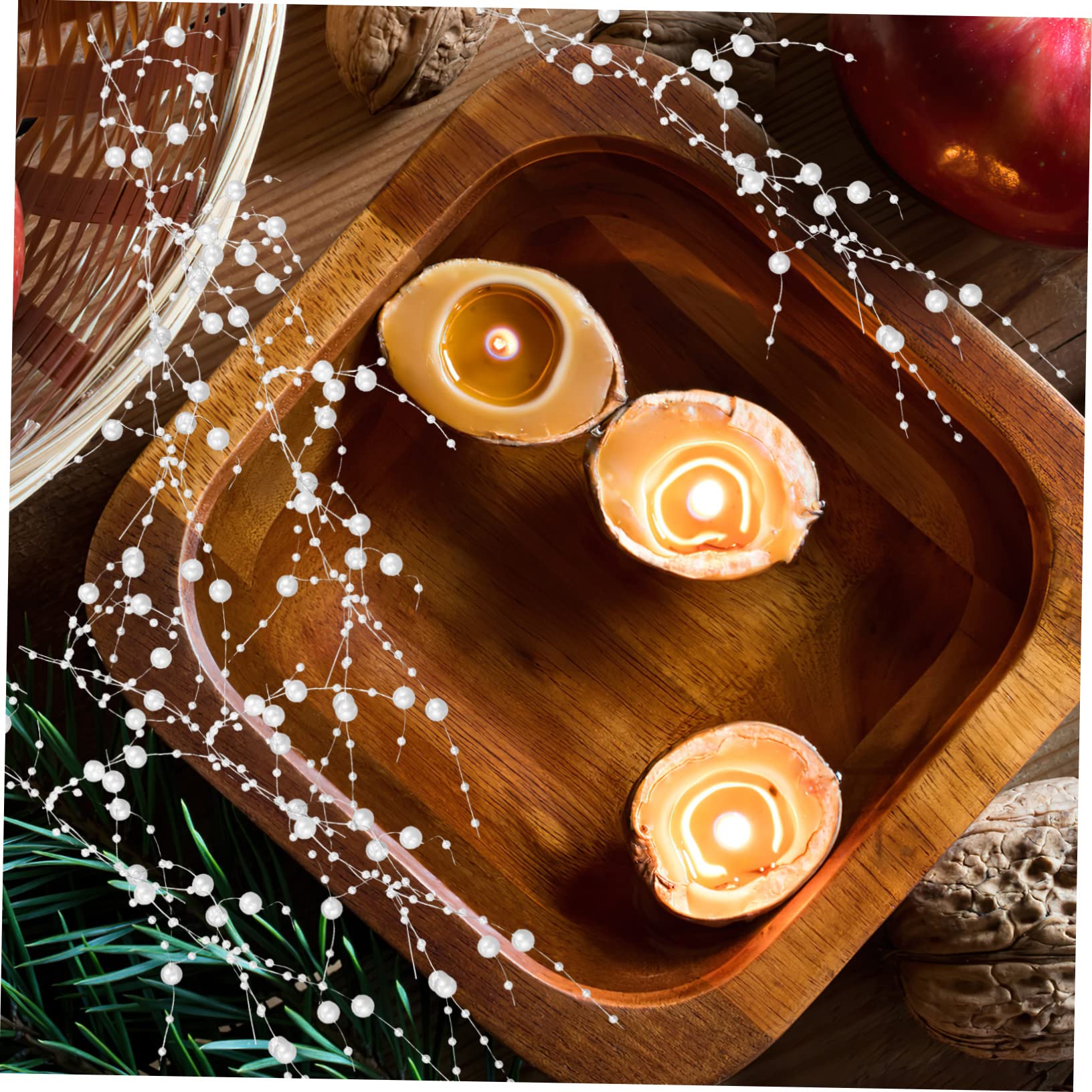 Alipis 5 Rollen Perlenschnur Vase Dekoration Perlenschnur Perlenkette DIY Zuschneidbar für Schwimmkerzen Hochzeiten Weihnachtsfeiern Tischdeko Elegant und Vielseitig