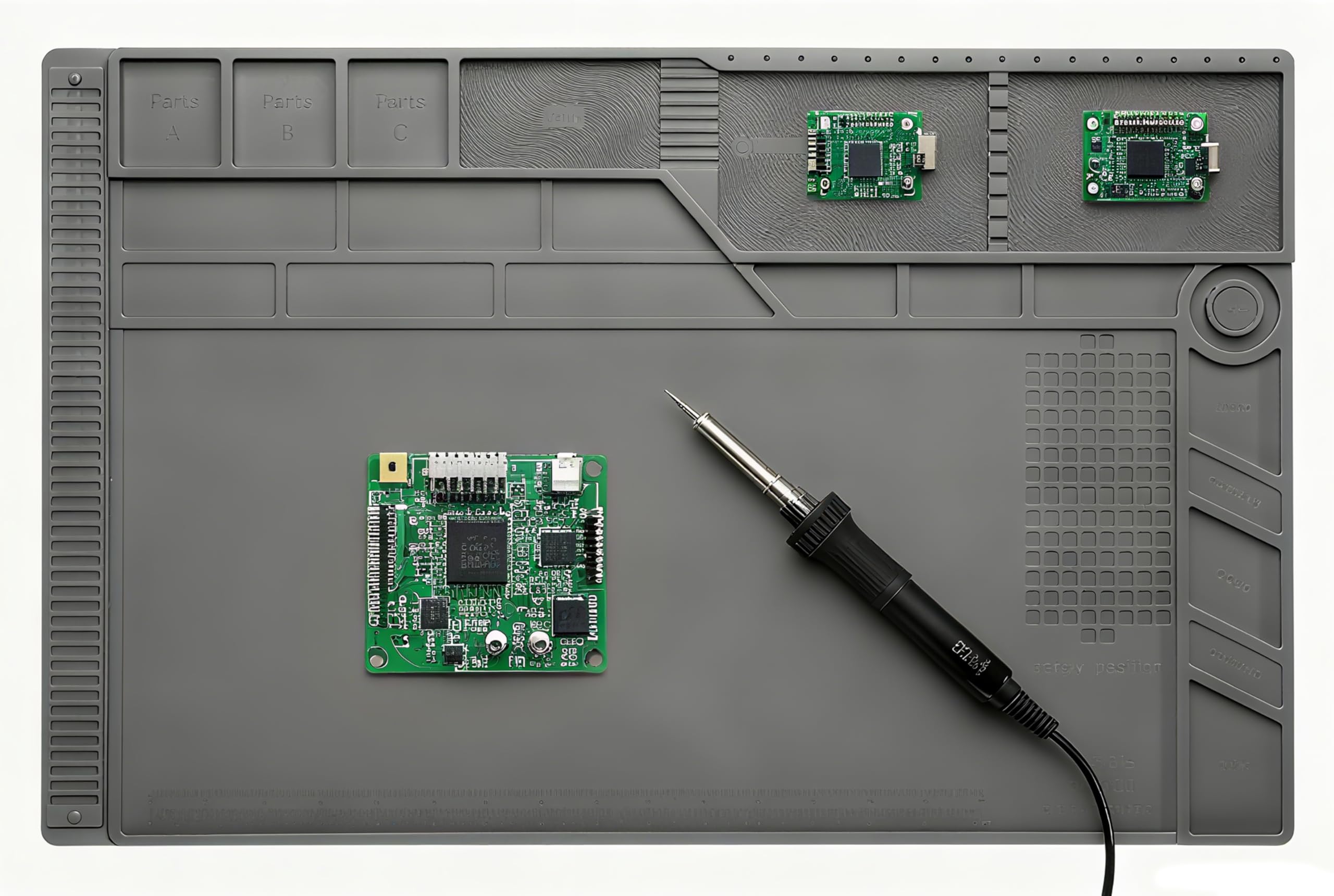 Kaisiking Magnetic Repair Work Mat Large Silicone Soldering Mat Heat Resistant 932°F Solder Mat for Soldering, Electronics, Computer Cellphone Repair,