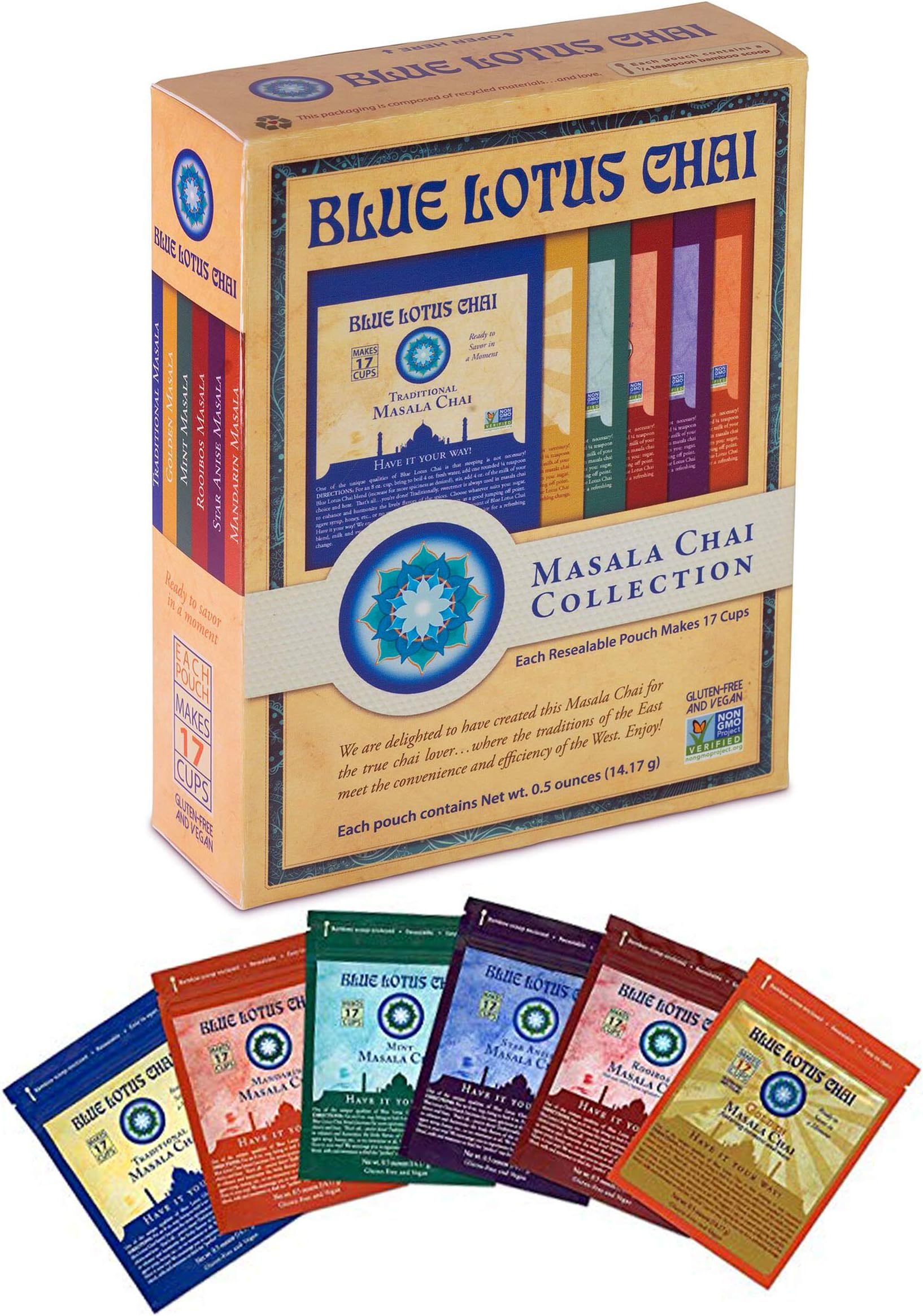 Blue Lotus Chai - Masala Chai Collection - Six Varieties - 0.5 oz each (14.17g)