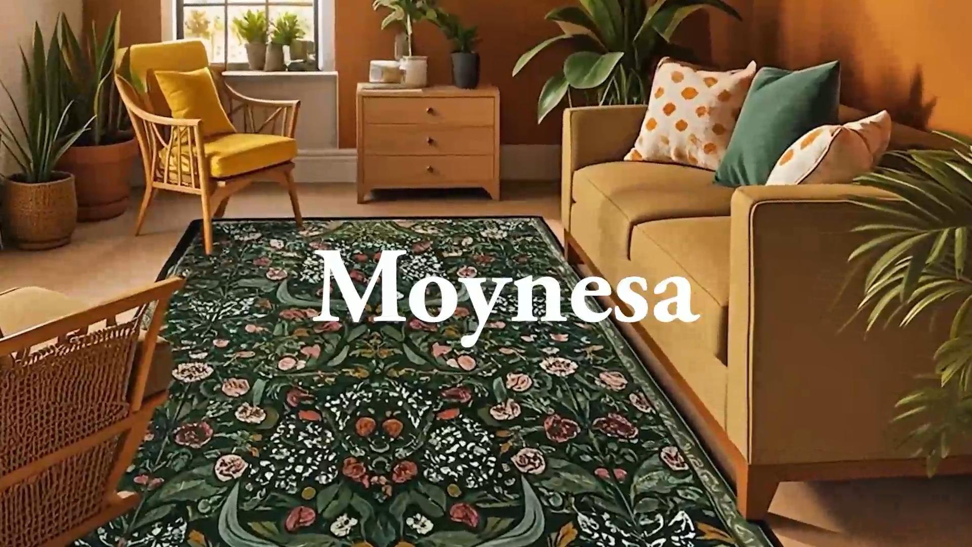 Tapete redondo floral Moynesa, 6 pies, verde miniatura 7