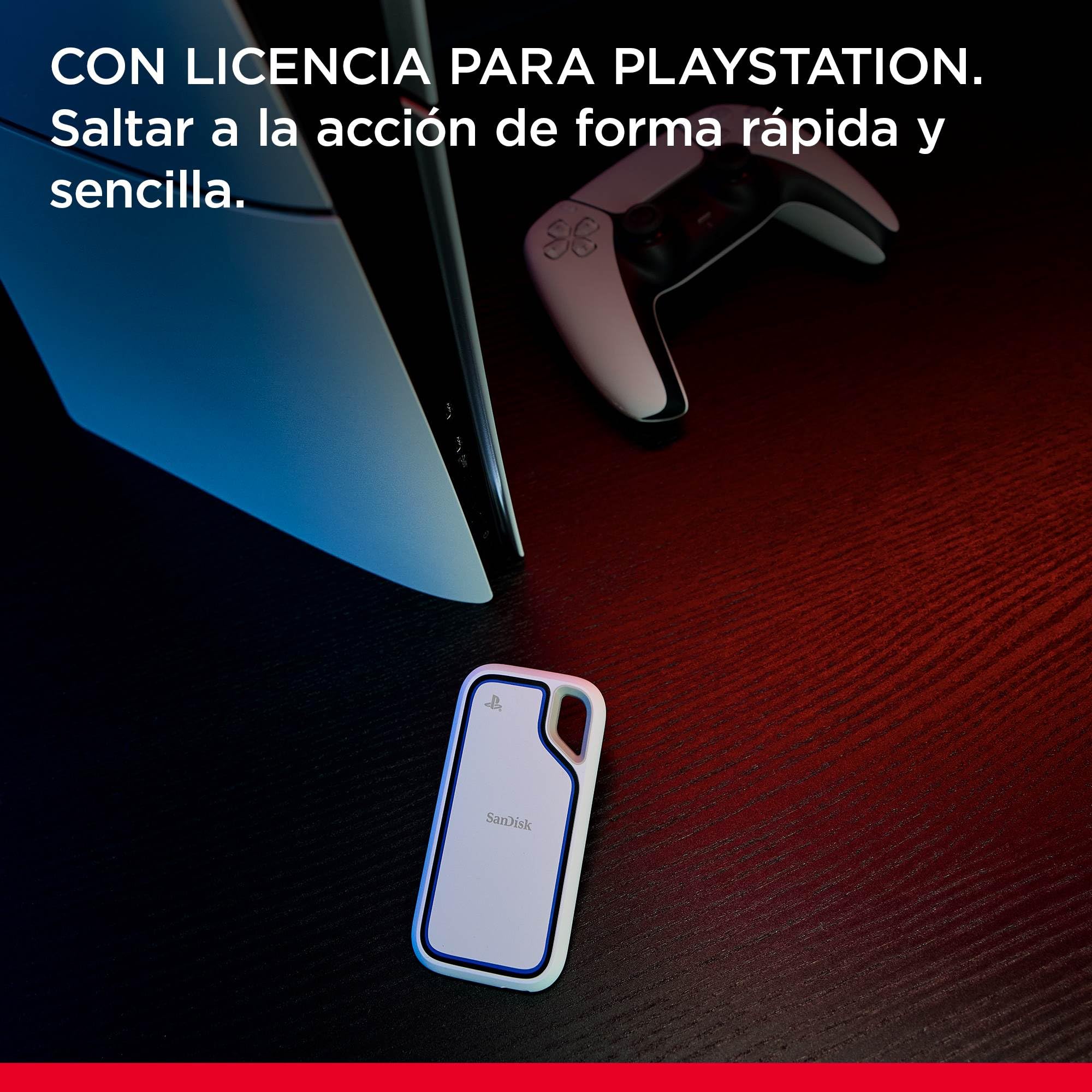SanDisk Extreme SSD Externo portátil para PlayStation 5 y Ordenador 1TB, Velocidades hasta 1000 MB/s, Resistencia al Agua y al Polvo IP65 y contra caídas de hasta 3 Metros, 1 Mes de Nitro Discord