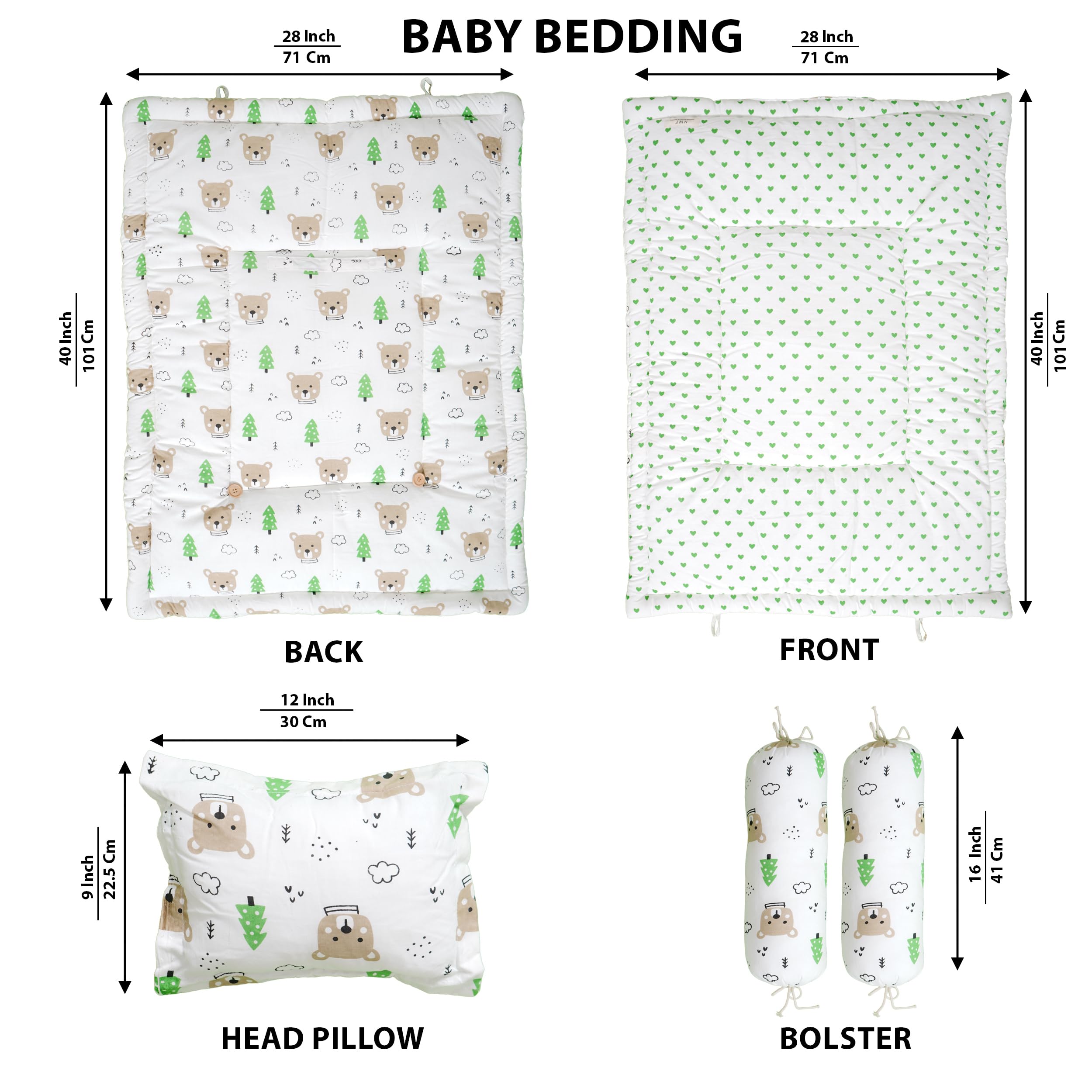 NWF Cotton Baby Bedding Set, Unisex Strawberry Print, 26×40 Inches 3