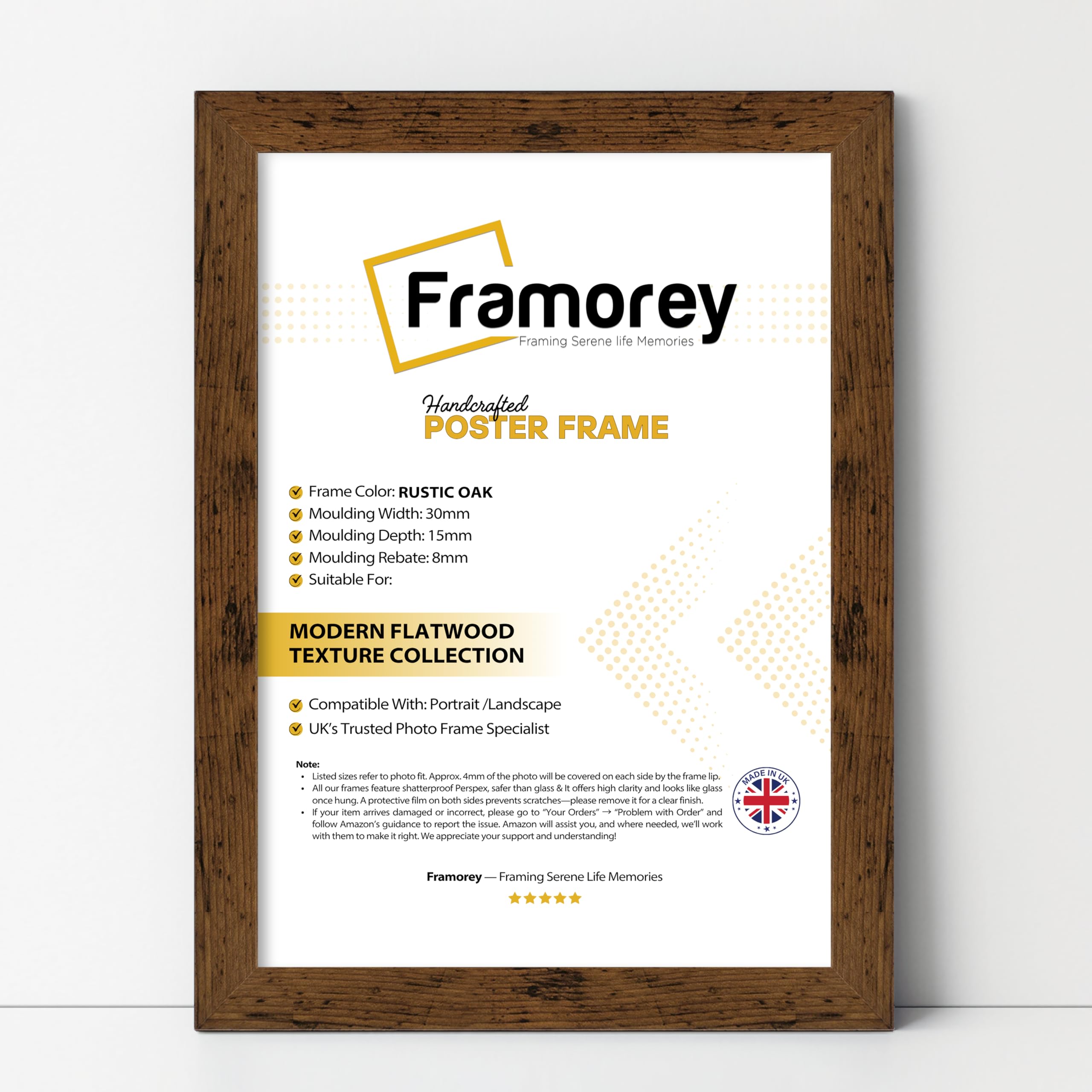 Framorey Framing Serene Life Memories Rustic Oak Framorey Modern Flat Picture Frames, Photo Frames 16X7 Inch Size Picture Frame, Collage Photo Frames For Wall Décor, Landscape & Horizontal Poster Frames, Various Sizes