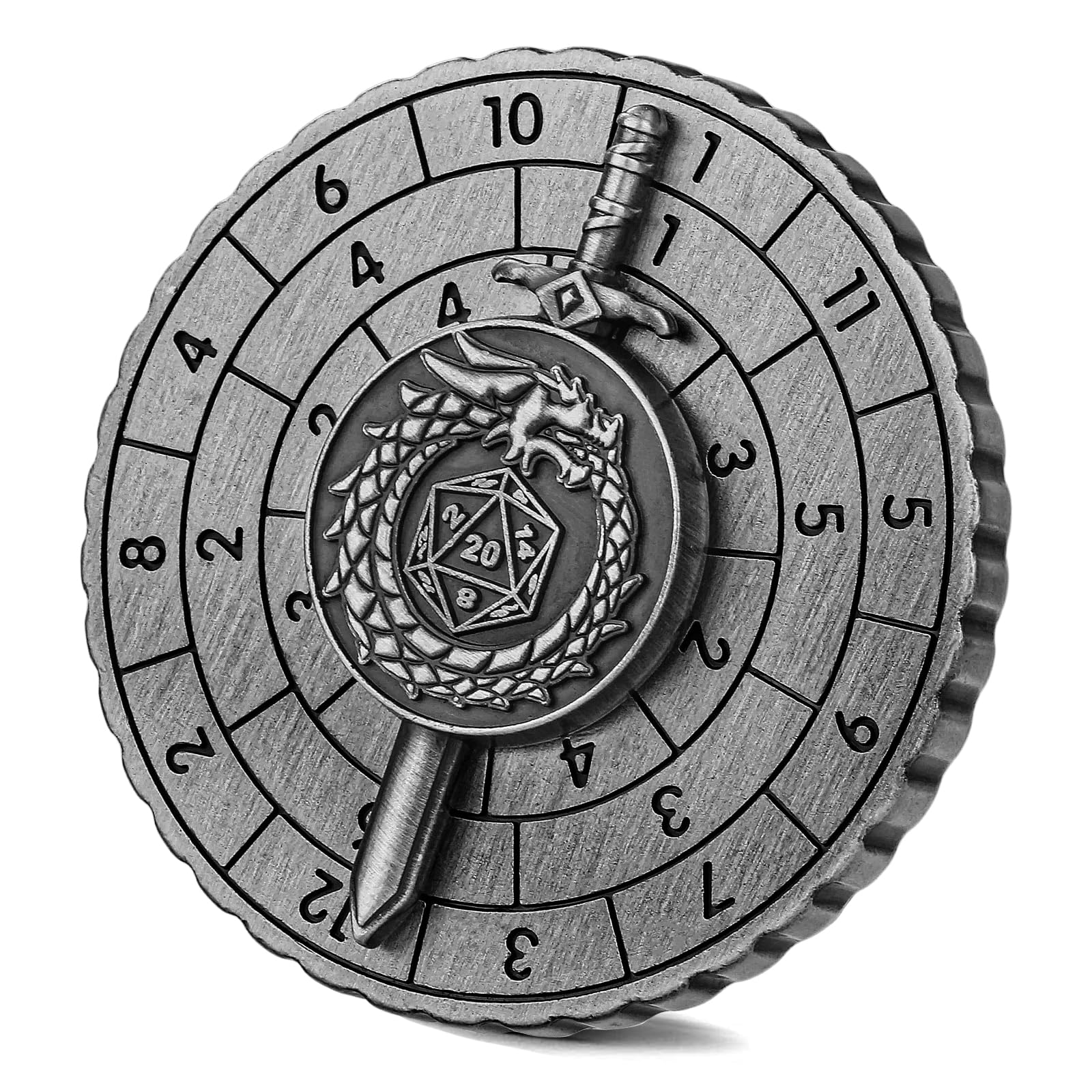 Spinner DND Dice, Dragon Sword Metallic D&D Dice, Dragon Roulette Dice Spinner for DND Dice Set, DND Gifts with Gift Box, Role Playing Board Game