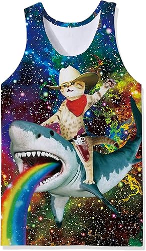 Loveternal Camiseta sin mangas con estampado 3D para hombre, de verano, informal, de poliéster, gimnasio, entrenamiento, culturismo, camisetas sin