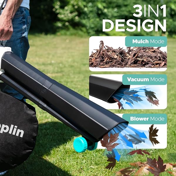 Keplin 3500W Corded Leaf Blower Vacuum & Mulcher 3-in-1, 35L Bag, 10m Cable, Wheels & Shoulder Strap Included, 10:1 Mulch Ratio, Garden Vacuum for Leaves & Debris, 1 Year Warranty - 3