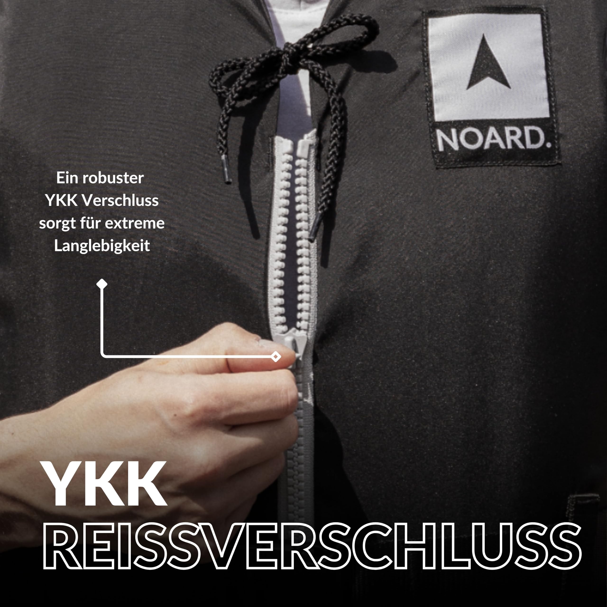 NOARD Schwimmhilfe in 5 Größen – Schwimmweste Black Edition – 25-120 kg – EN ISO 12402-5 CE (50 N) – Feststoffweste