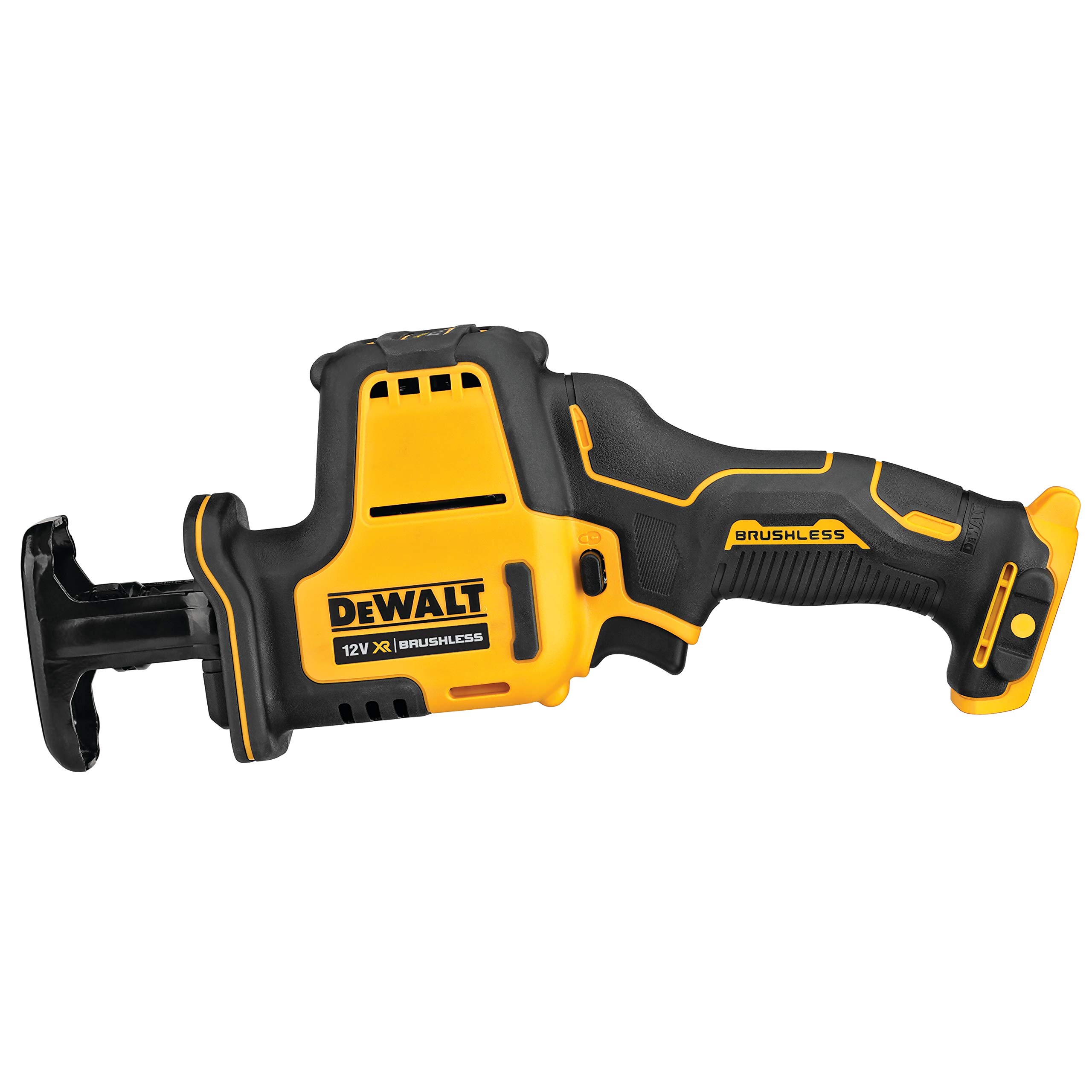 Dewalt DCS312NT akumulatorowa kompaktowa piła szablasta 10,8 V (silnik bezszczotkowy, elektroniczna regulacja prędkości skokowej, wymiana brzeszczotu bez użycia narzędzi, ze światłem LED, w zestawie