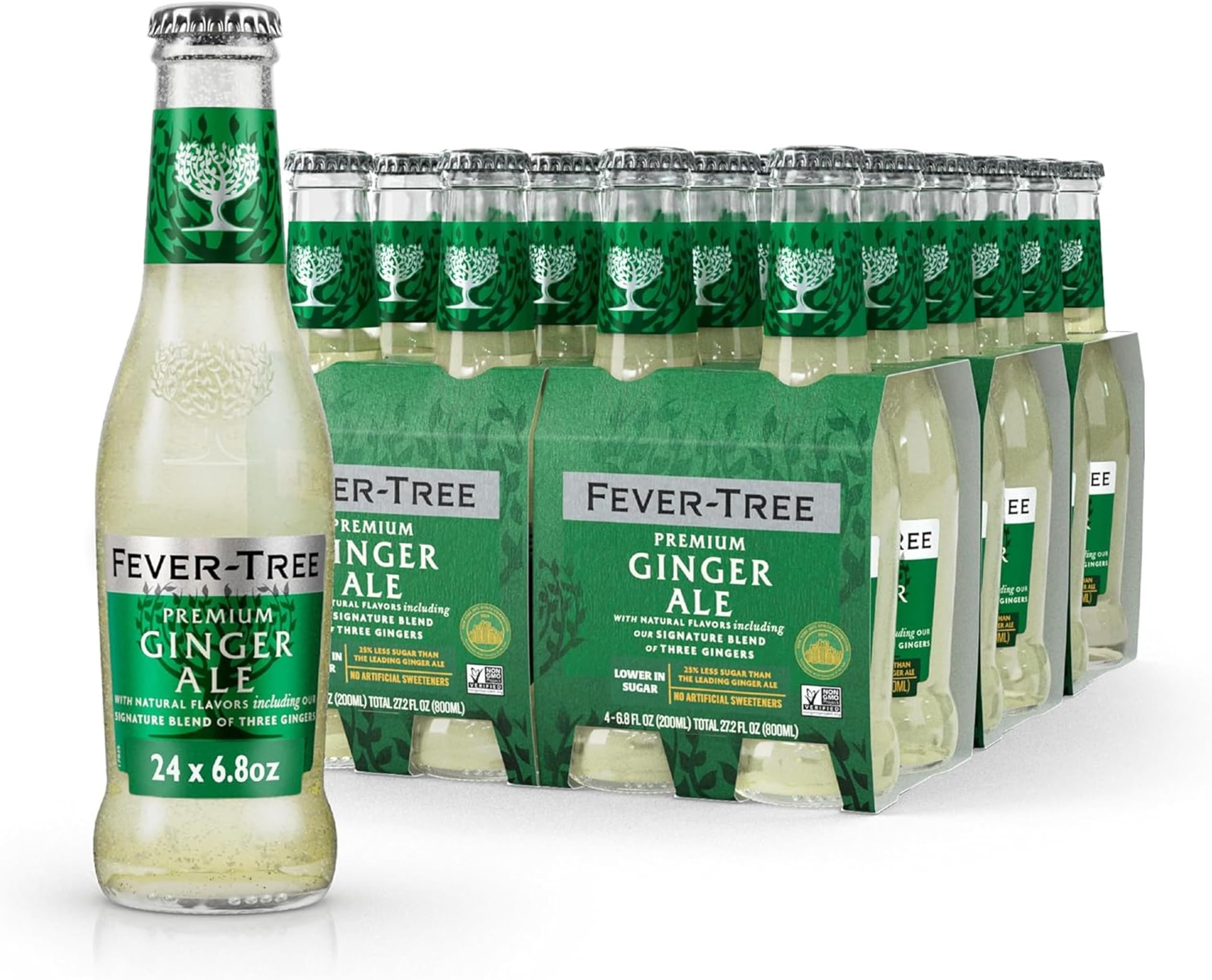 Fever Tree Premium Ginger Ale, 6.8 fl oz (200 ml), Pack of 24