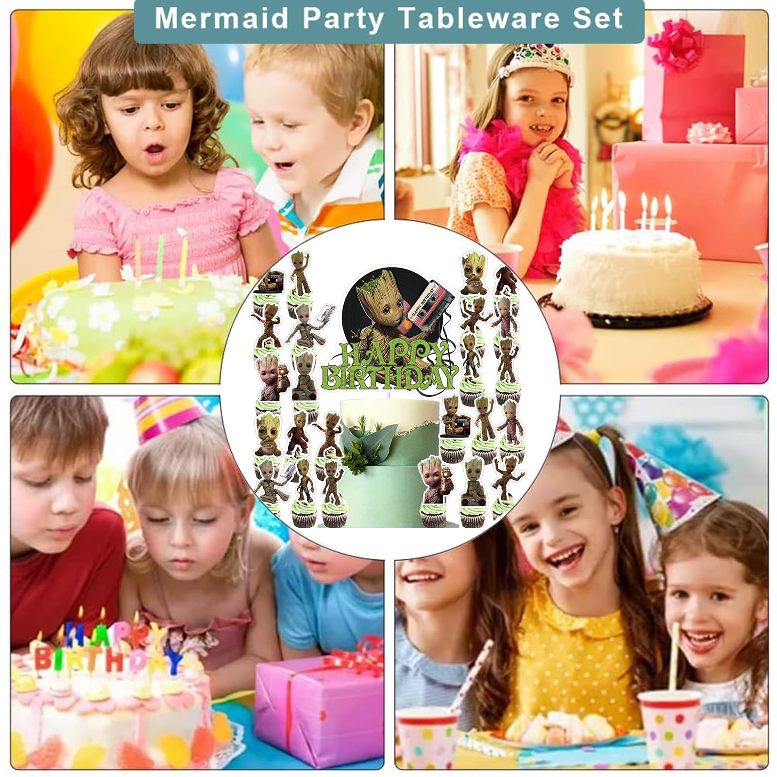 25 Stück Tortendeko Set – Cake Topper & Cupcake Deko Für Kindergeburtstag, Bunte Papier-Dekoration, Nicht Essbar