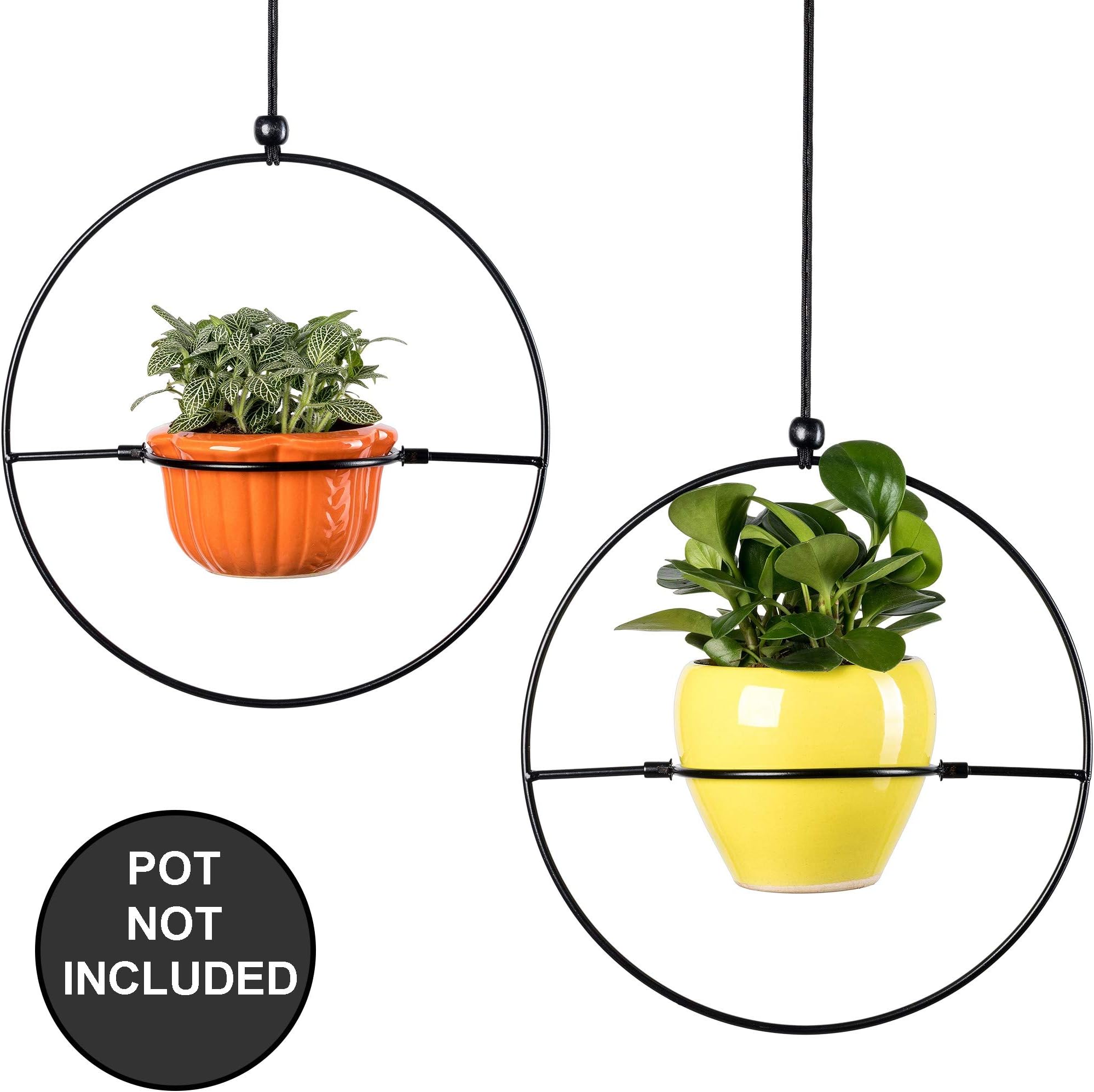 2 Pcs Outdoor Hanging Planters For Plants Without Succulent Herb - Indoor Wall Window Planter - Black Plant Hangers Support Large Ceramic Pots Or Box For Modern Decor Fit 6'' Pot (Without pots)