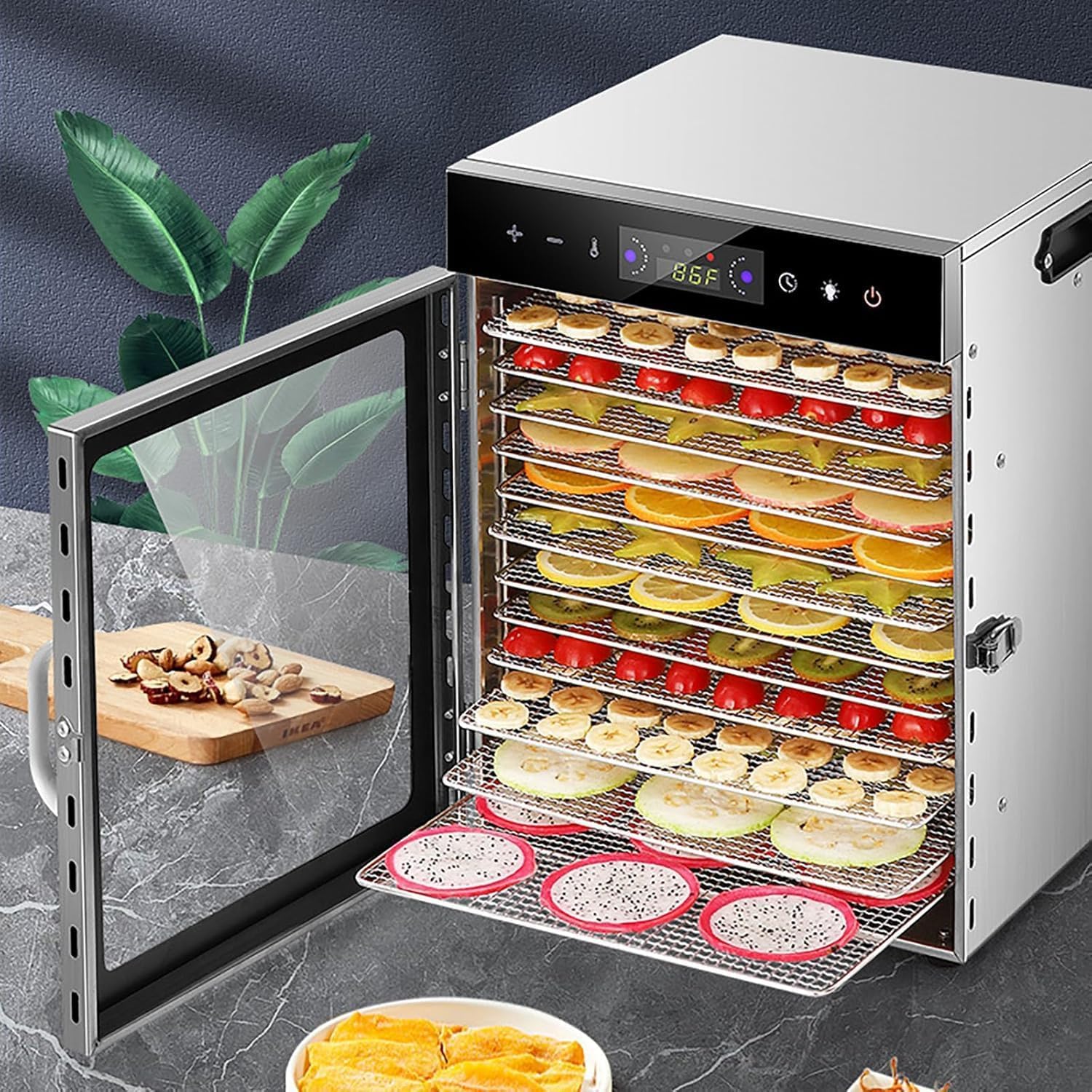 Secador de congelación Comercial 12 bandejas deshidratador eléctrico 304 de Acero Inoxidable 360 Flujo de Aire para Frutas Herbas de Carne Uso de Negocios en casa