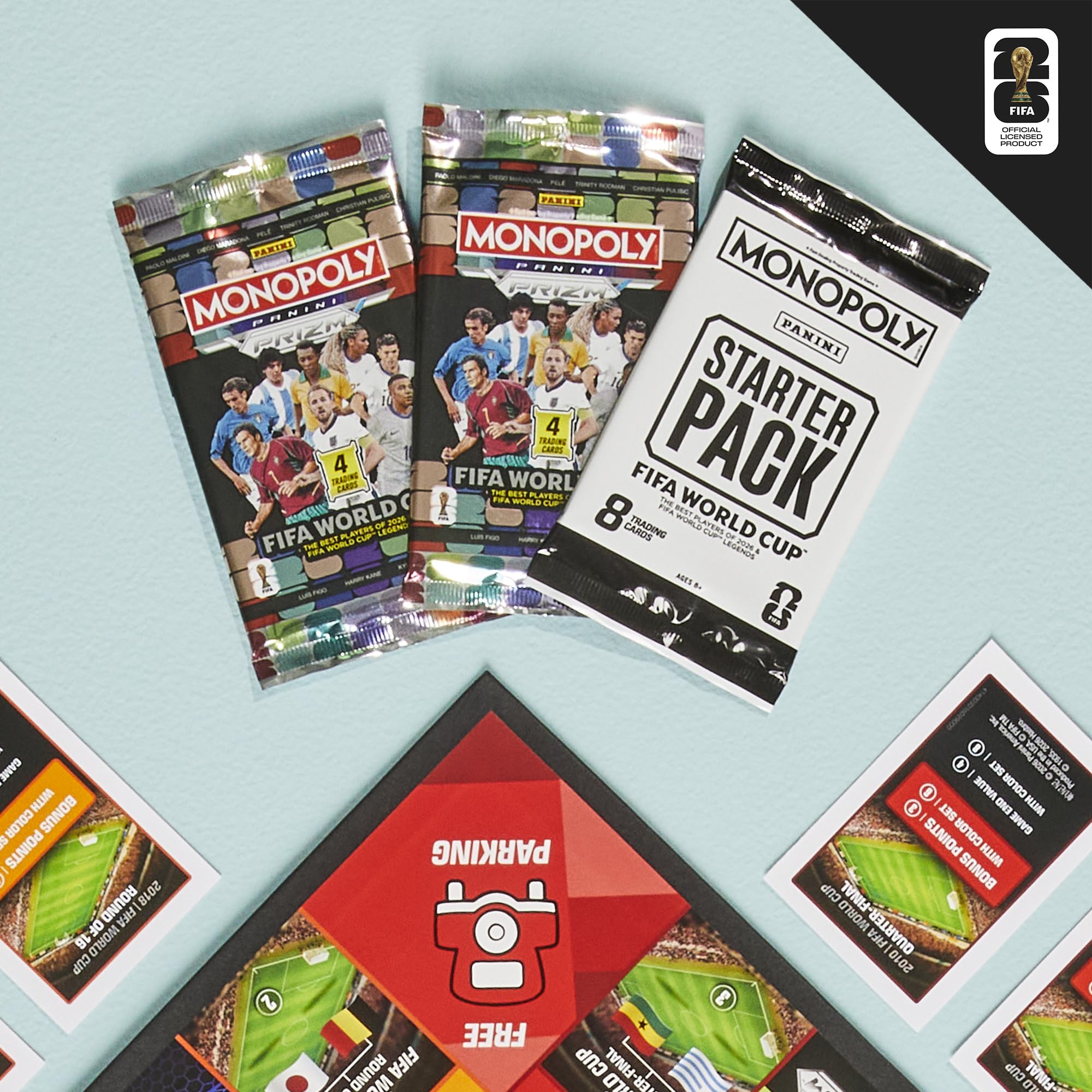 Monopoly Panini Prizm: FIFA World Cup gra piłkarska z kartami Monopoly Panini Prizm Mistrzostwa Świata w Piłce Nożnej 2026 I od 8 lat