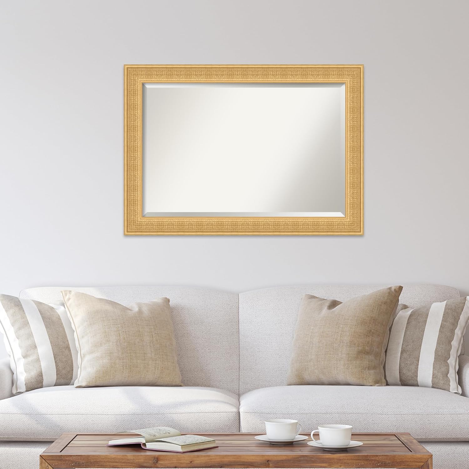 Amanti Art Gold Wall Mirror 30x42 Trellis Gold Rectangle Bathroom Mirror for Wall Decor Living Room, Large Traditional Wood Frame, Hangs Horizonally and Vertically, Bathroom Decor, Beveled Edge