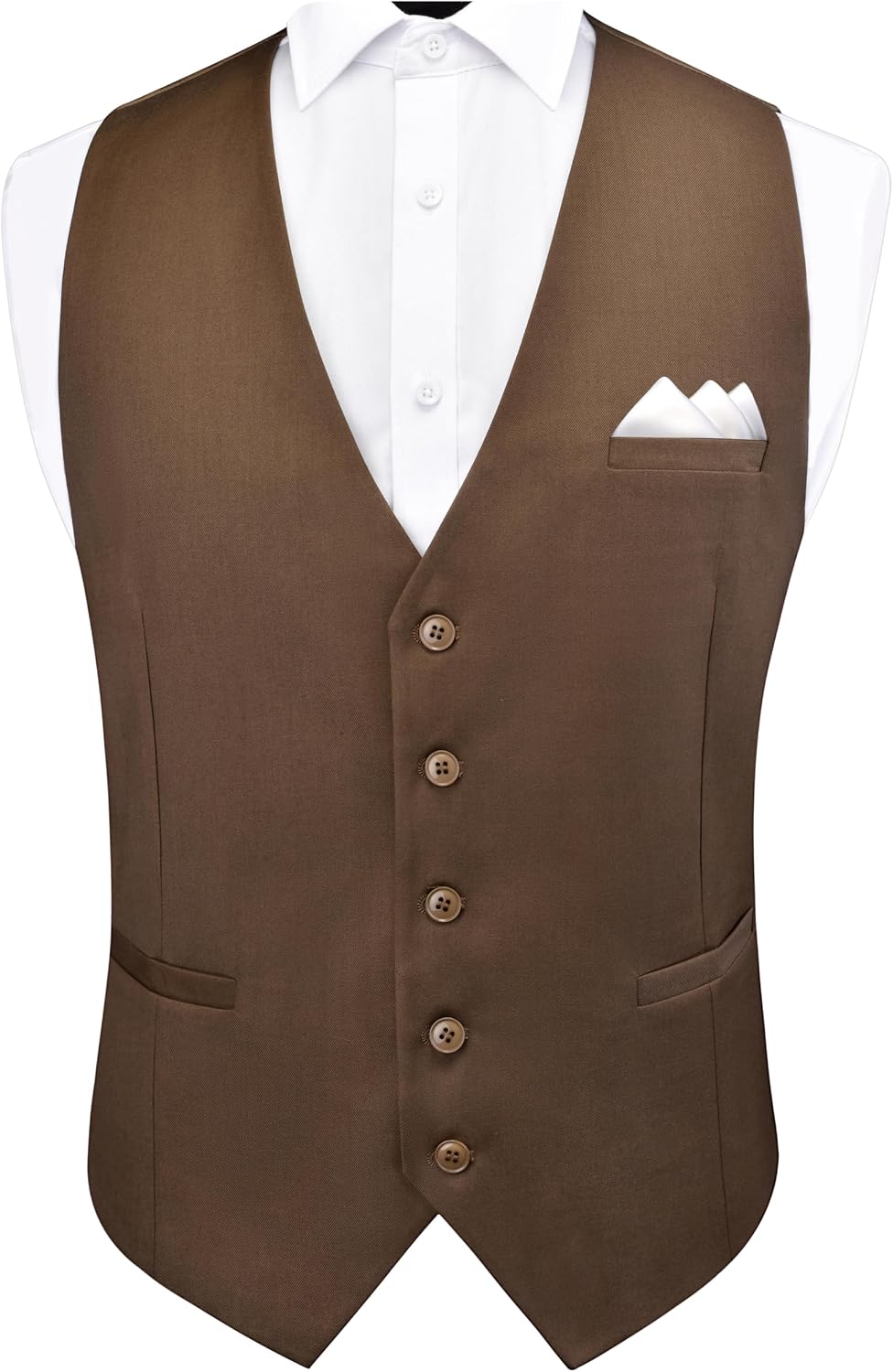 GUSLESON Men's Suit Vest and Pocket Square Set Business Formal Dress Waistcoat Vest with 3 Pockets