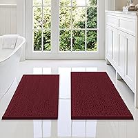 Vista 137 de Smiry - Juego de alfombras de baño de 2 piezas, suaves, absorbentes, de felpilla, lavables a máquina, antideslizantes, para bañera, ducha y piso Gris
