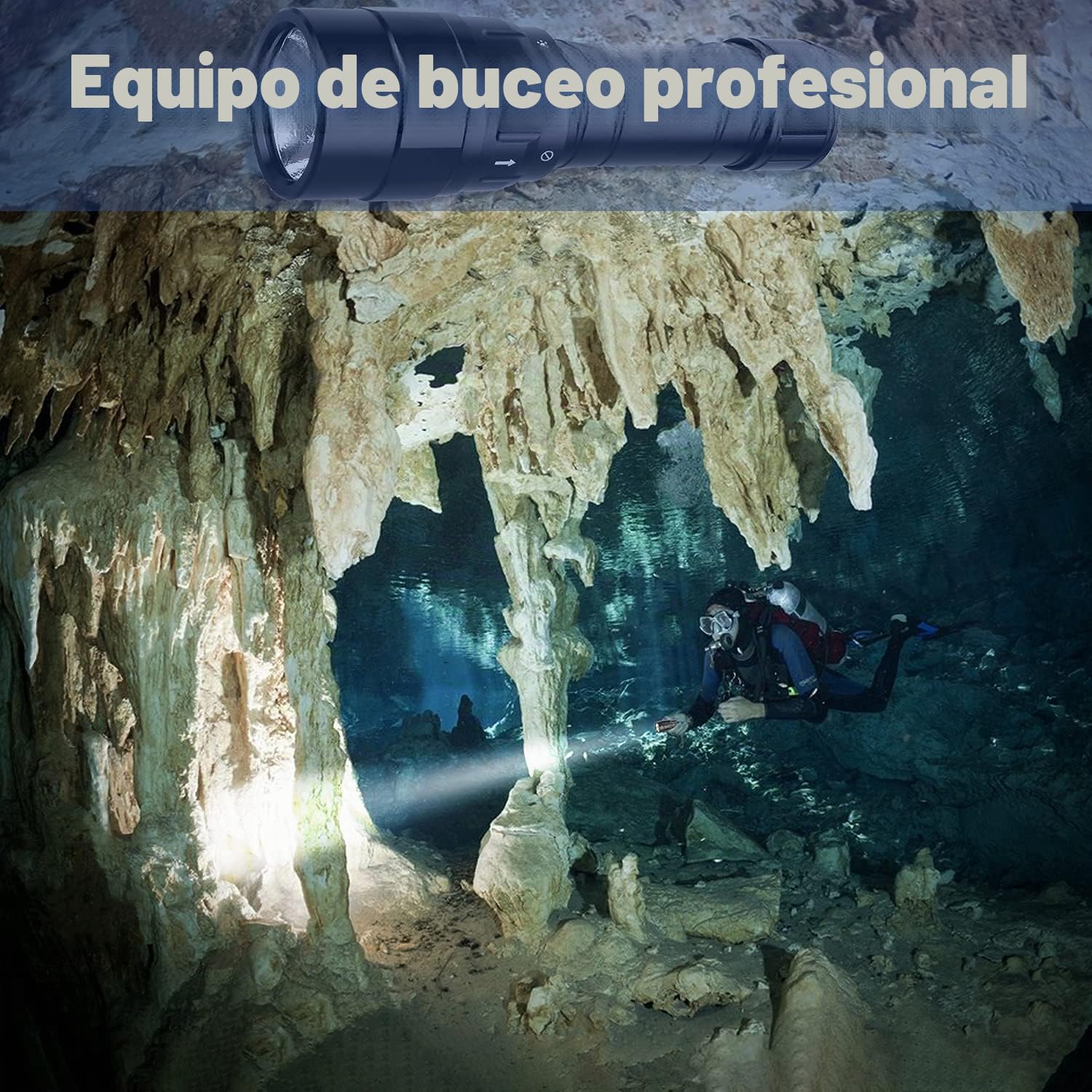 Linterna de buceo Wurkkos DL10R, 4500 lúmenes, recargable por USB C incorporado, LED XHP70.2, luz subacuática recargable IPX8 con fuente de alimentación de 5000 mAh