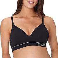 Hanes Women's Seamless Wireless Maternity Nursing Bralette - Soft, Breathable with Easy Clasp Access & Adjustable Straps