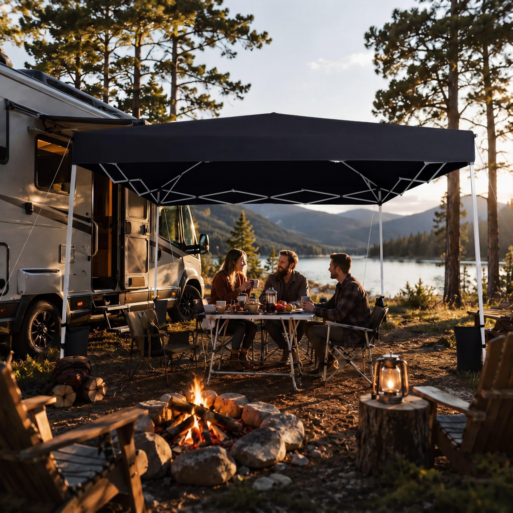 RELAX4LIFE Tonnelle Pliante 3x3 Imperméable, Barnum Pliant Facile à Monter, Protection Solaire UPF50+, Tissu Oxford Argenté, Cadre Métallque, Sac Inclus, Gazebo 3x3 pour Terrasse Marché Camping (Noir)