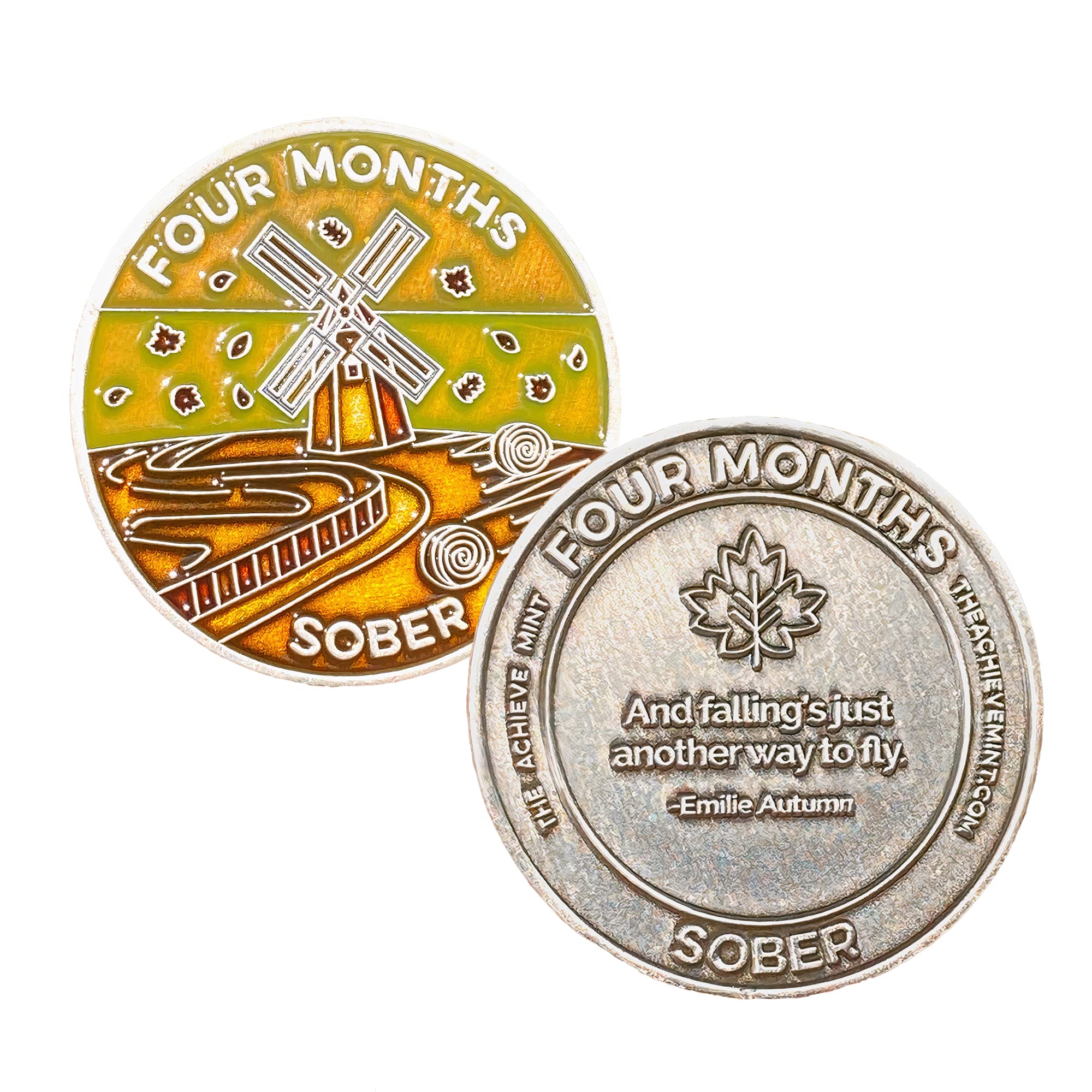 The Achieve Mint 4 Months Sober Token | Four Month Sobriety Chip | Non-AA, Non-Religious Medallions for Men and Women Celebrating Sobriety