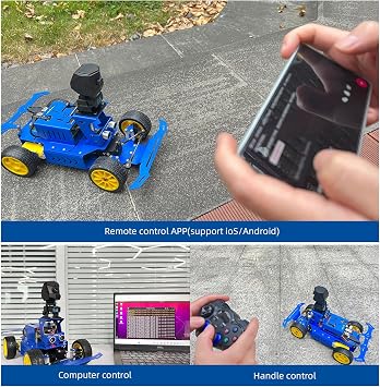 Ackerman Chassis Smart Robot Car Kit for Raspberry Pi, Autonomous Driving, AI Visual, Python Programming Education Project for Teen Engineers Students (with Raspberry Pi 4GB)