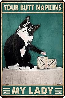 Funny Black Cat Decor Wall Decor Sign White Cat Bathroom Sign Gothic Decor Medieval Tuxedo Cat Wall Cat Wall Art Poster Retro Poster Bar Home Bathroom Wall Decoration Sign 8x12 Inch